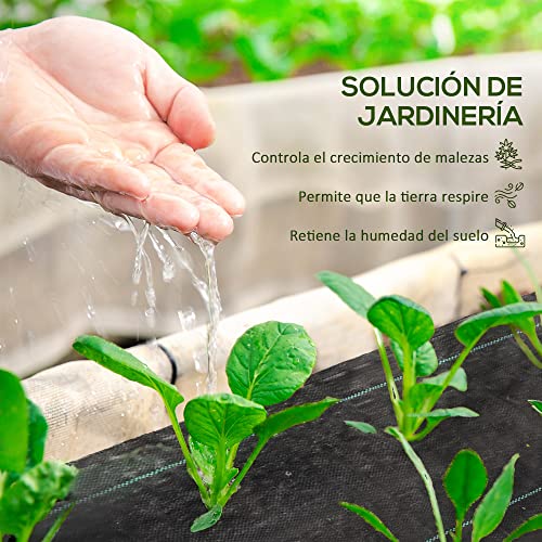 Detalle de Outsunny Malla antihierbas y antimaleza de geotextil 1x100 m (60 g/m²) para jardín, terraza y patio