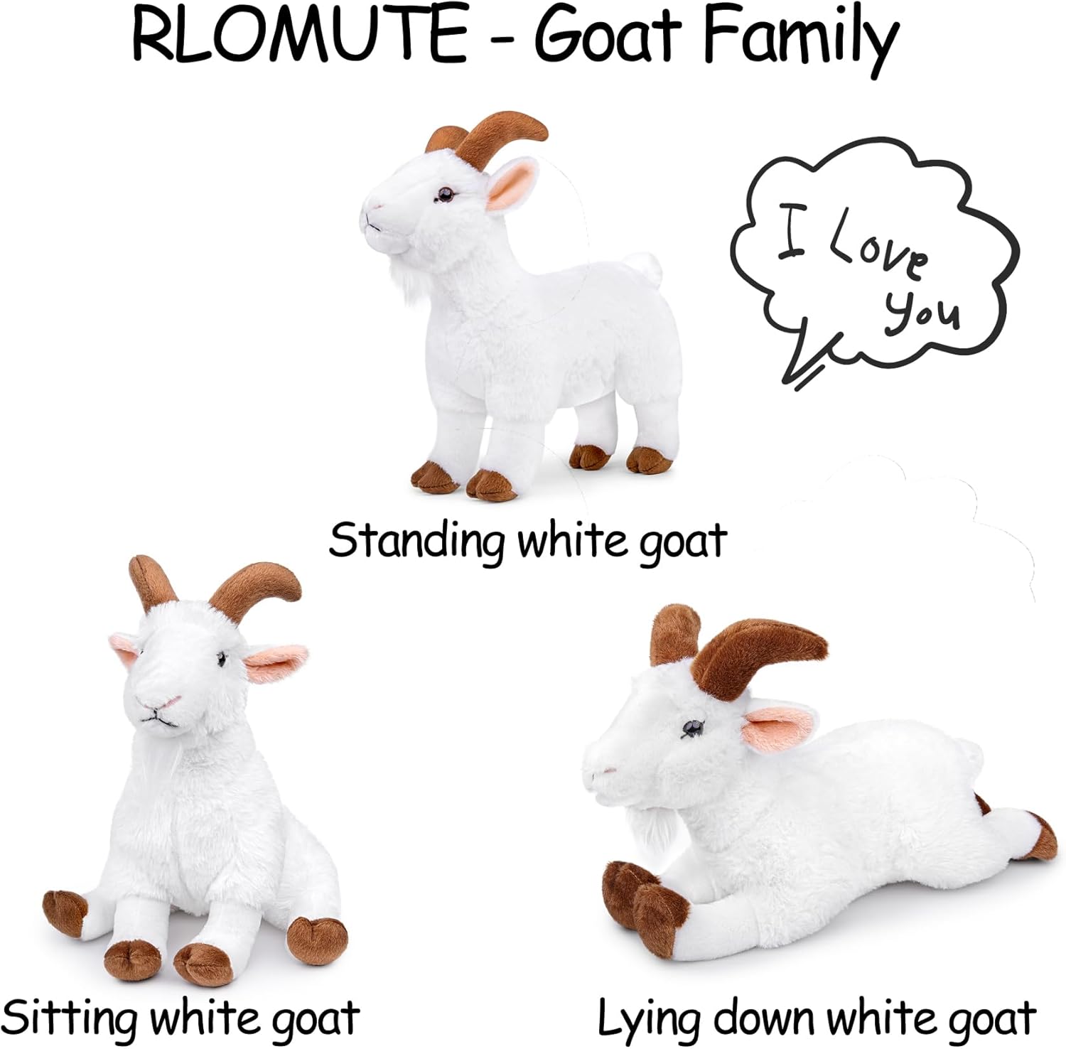 Thumbnail 3 de RLOMUTE 11.4 Inch White Goat Plush Toy – Realistic, Super Soft & Charming