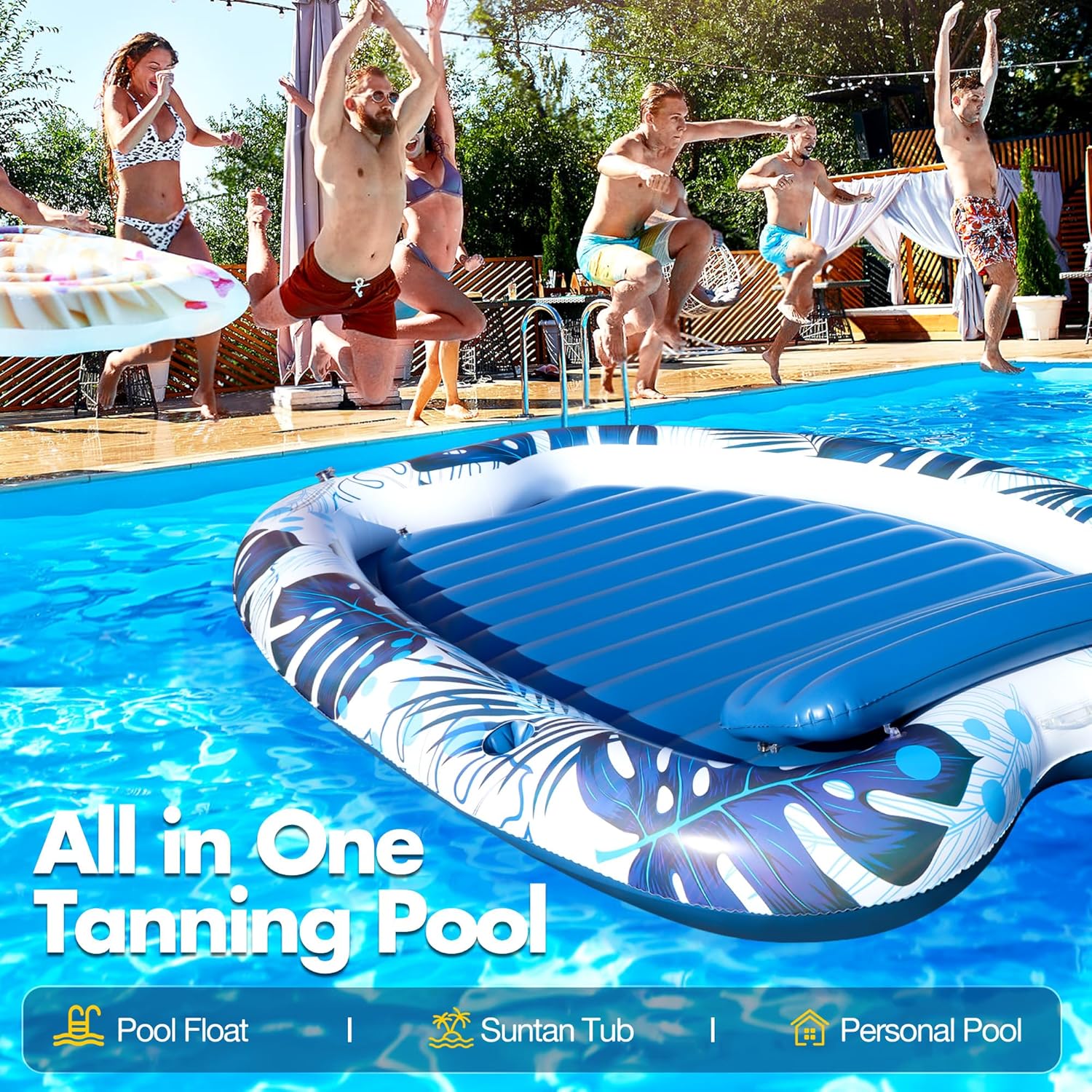 Thumbnail 6 de LanOcean Luftmatratze Pool Erwachsene 230 × 170 cm – XXL-Liege mit Getränkehaltern