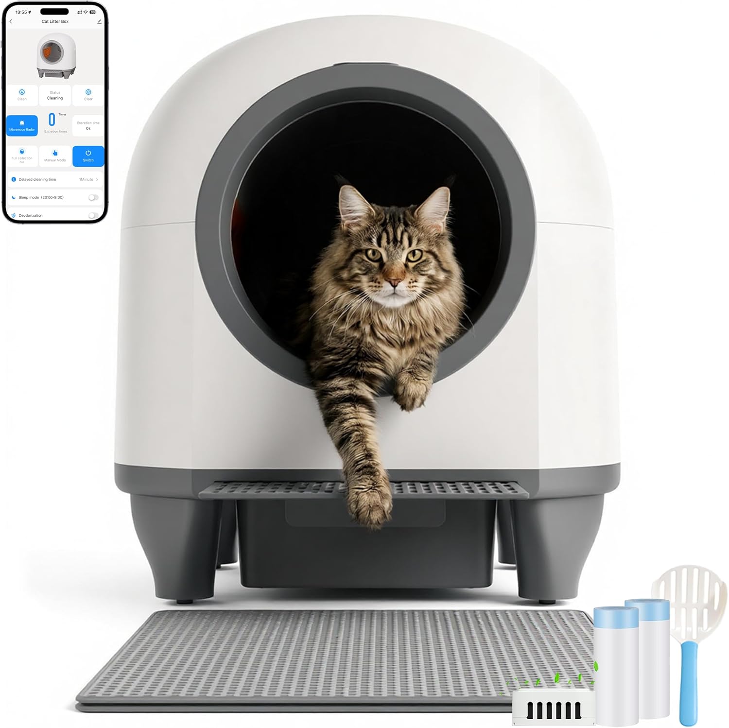 Detalle de JUMMICO Lettiera Gatto Autopulente 90 L XXL – controllo via app, deodorazione e sensori