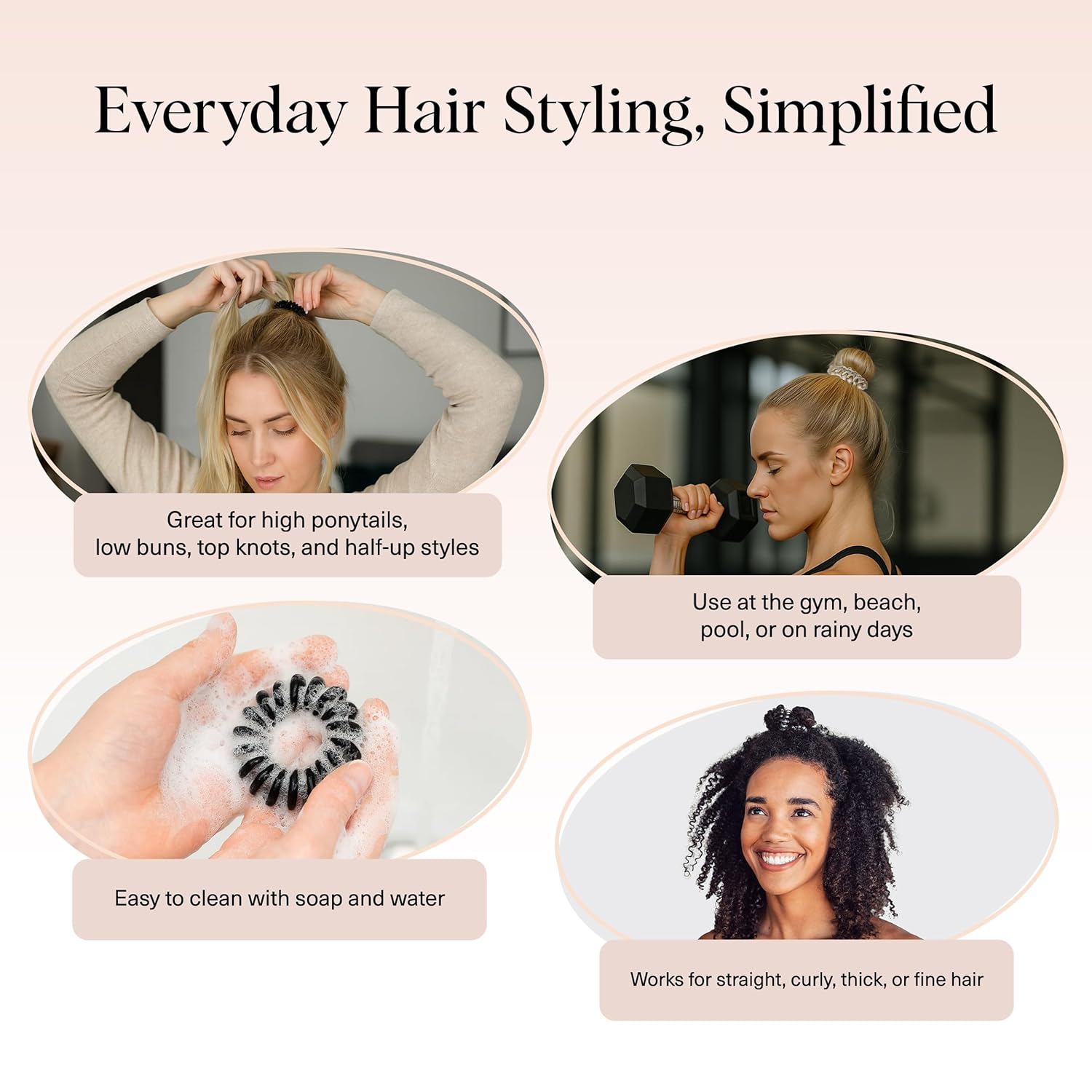 Thumbnail 5 de Kitsch Spiral Hair Ties 8pc 🎀