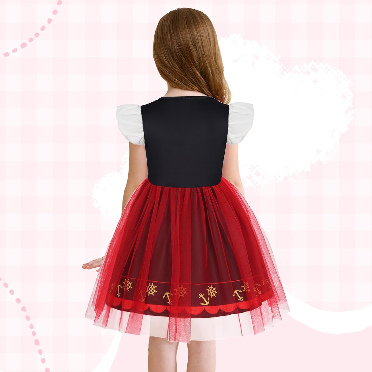 Detalle de Girls Pirate Costume Tulle Dress with Flutter Sleeves and A-Line Skirt