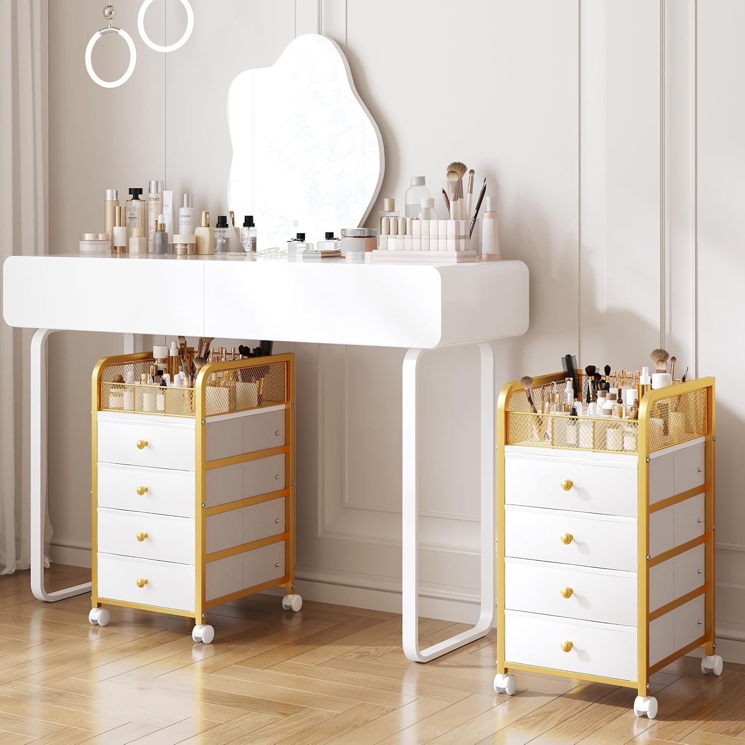 Detalle de Rolling Makeup Organizer Cart with 4 Drawers