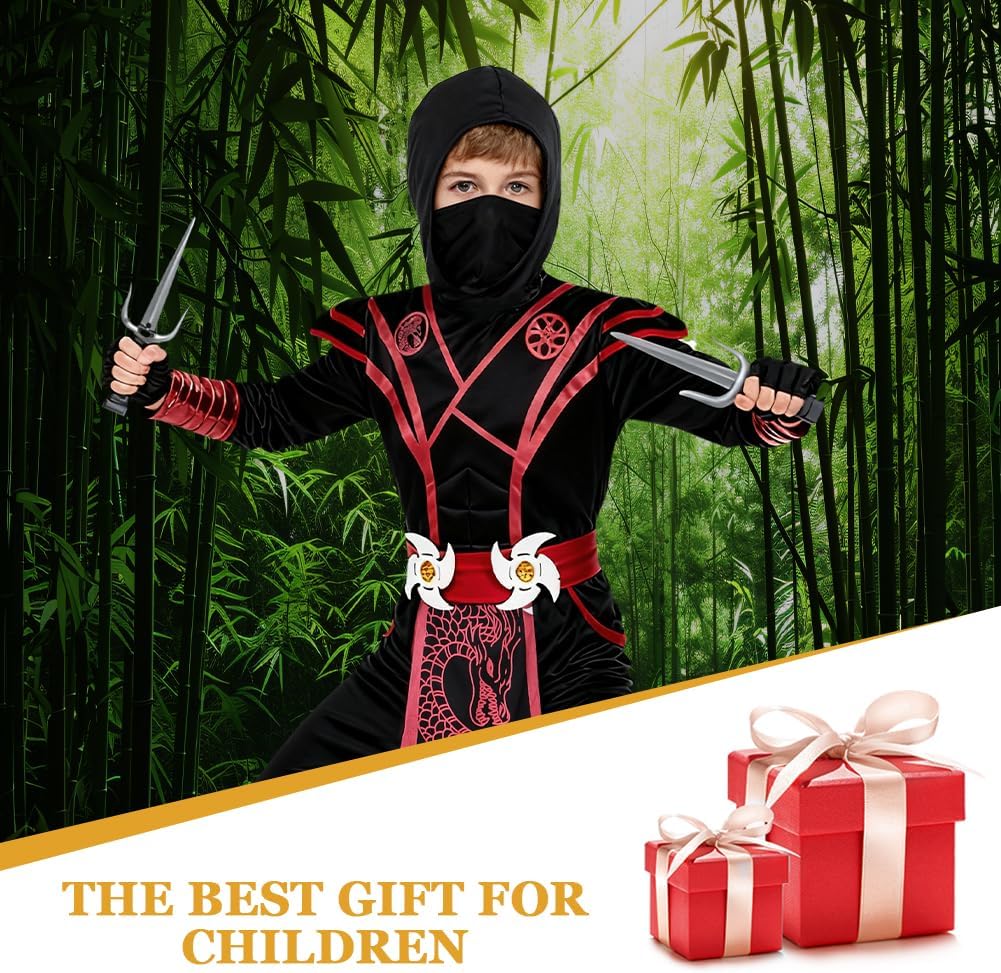 Thumbnail 6 de BSBUY Ninja Costume per bambini: set vestito ninja rosso con accessori