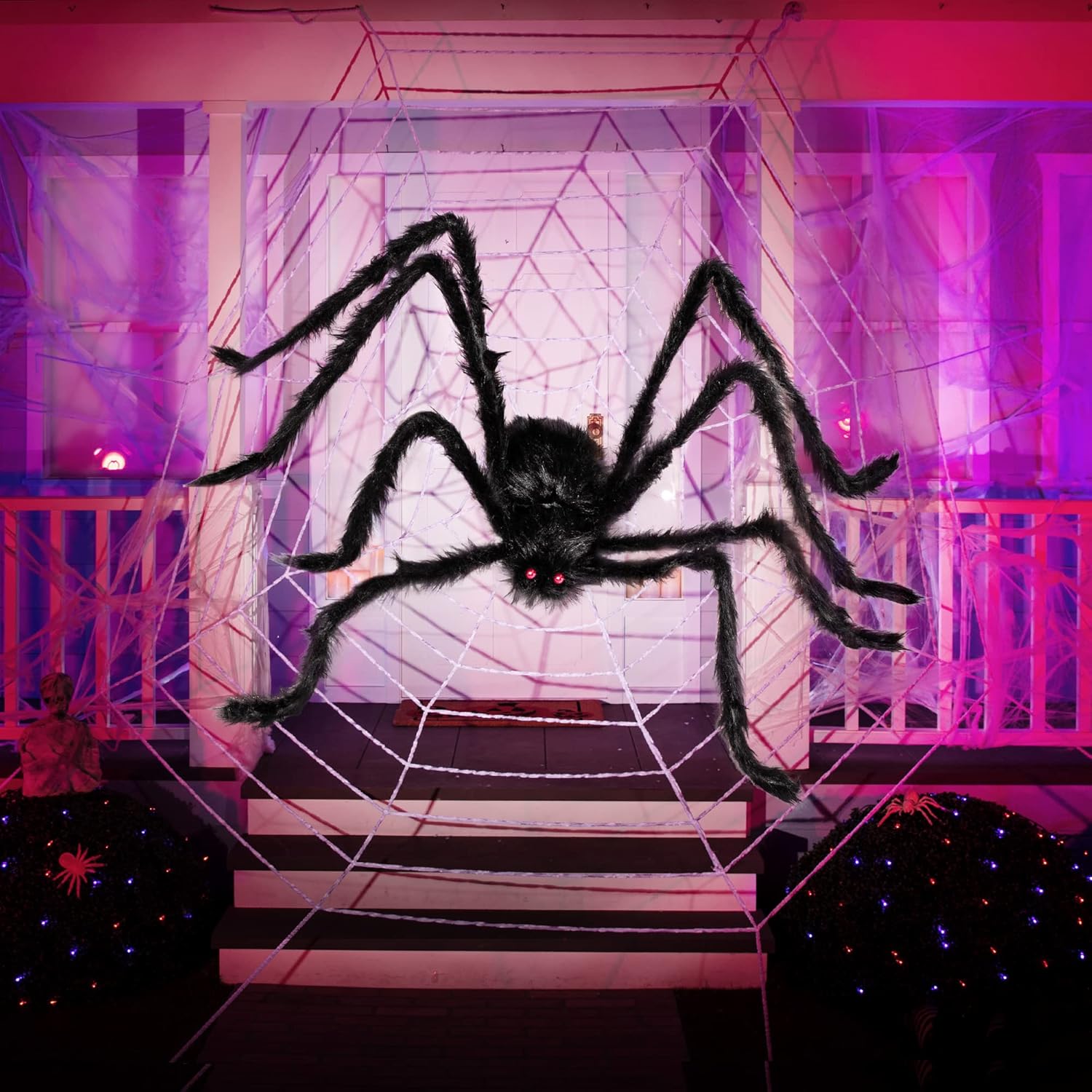 Detalle de JOYIN SC-SP01 Halloween Spider Decor, Adjustable Iron-Wire Legs, Plush Black Finish