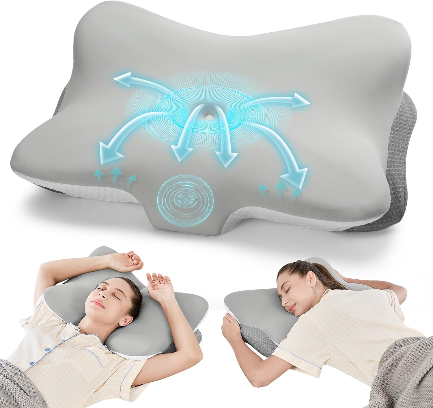 Detalle de JOYENERGY JEG 2481 Ergonomic Memory Foam Cervical Pillow, Dual-Height Contour