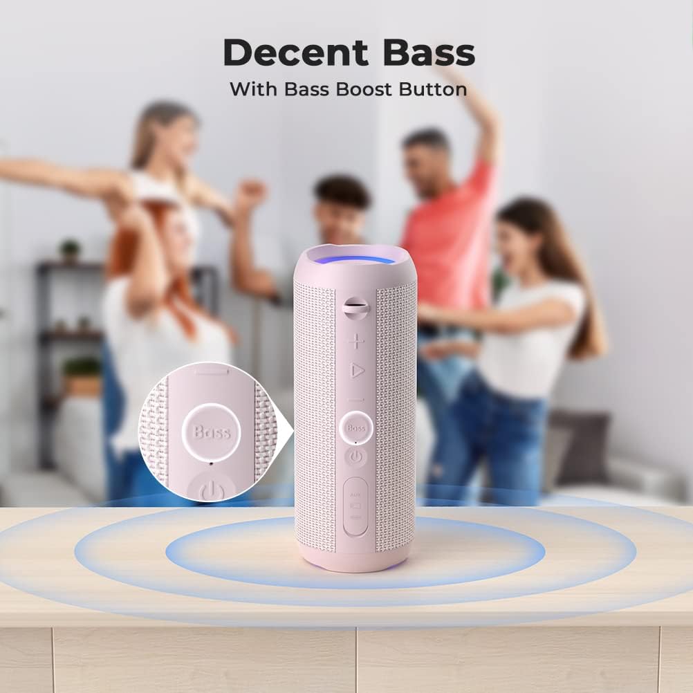 Detalle 1 de RIENOK Bluetooth Speaker 30W (IP67) Dual Pairing Wireless Speaker with Bass Boost, TF/AUX & RGB