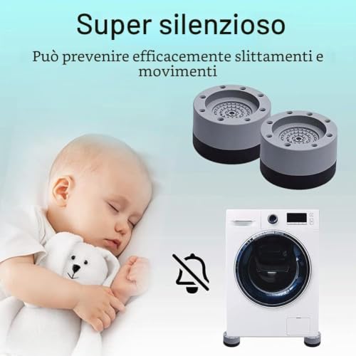 Thumbnail 3 de Cuscinetti Antivibrazione Universali in TPU e PP: Set da 4 Supporti Antiscivolo per Lavatrice, Asciugatrice e altri mobili