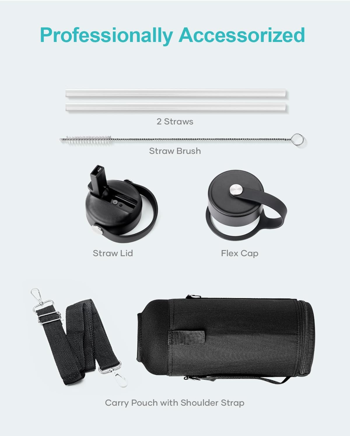 Thumbnail 4 de BUZIO 2.5L Stainless Steel Vacuum Insulated Water Bottle with Straw and Flex Lids