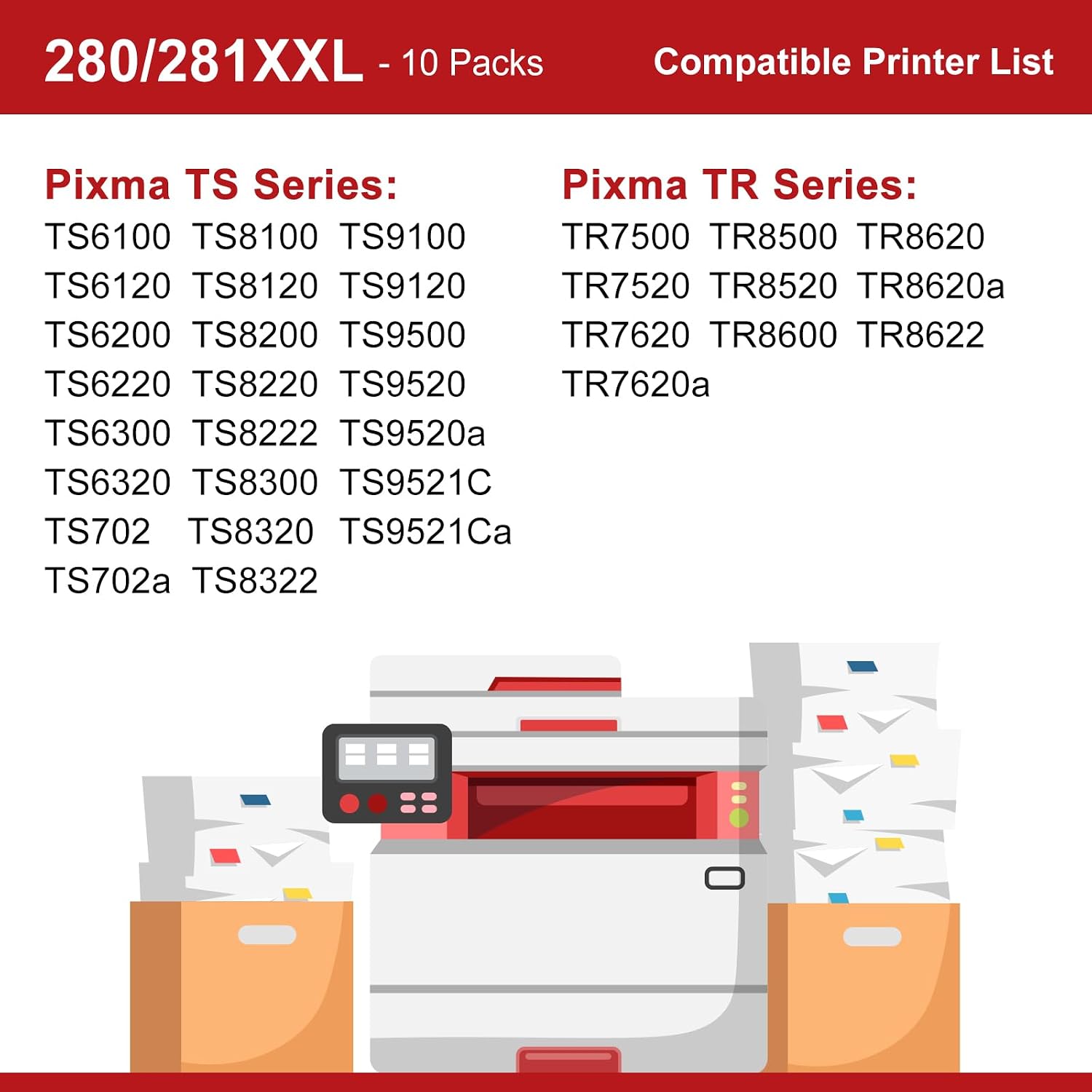 Detalle de toinkbea PGI-280XXL CLI-281XXL Compatible Ink Cartridges, 10-Pack