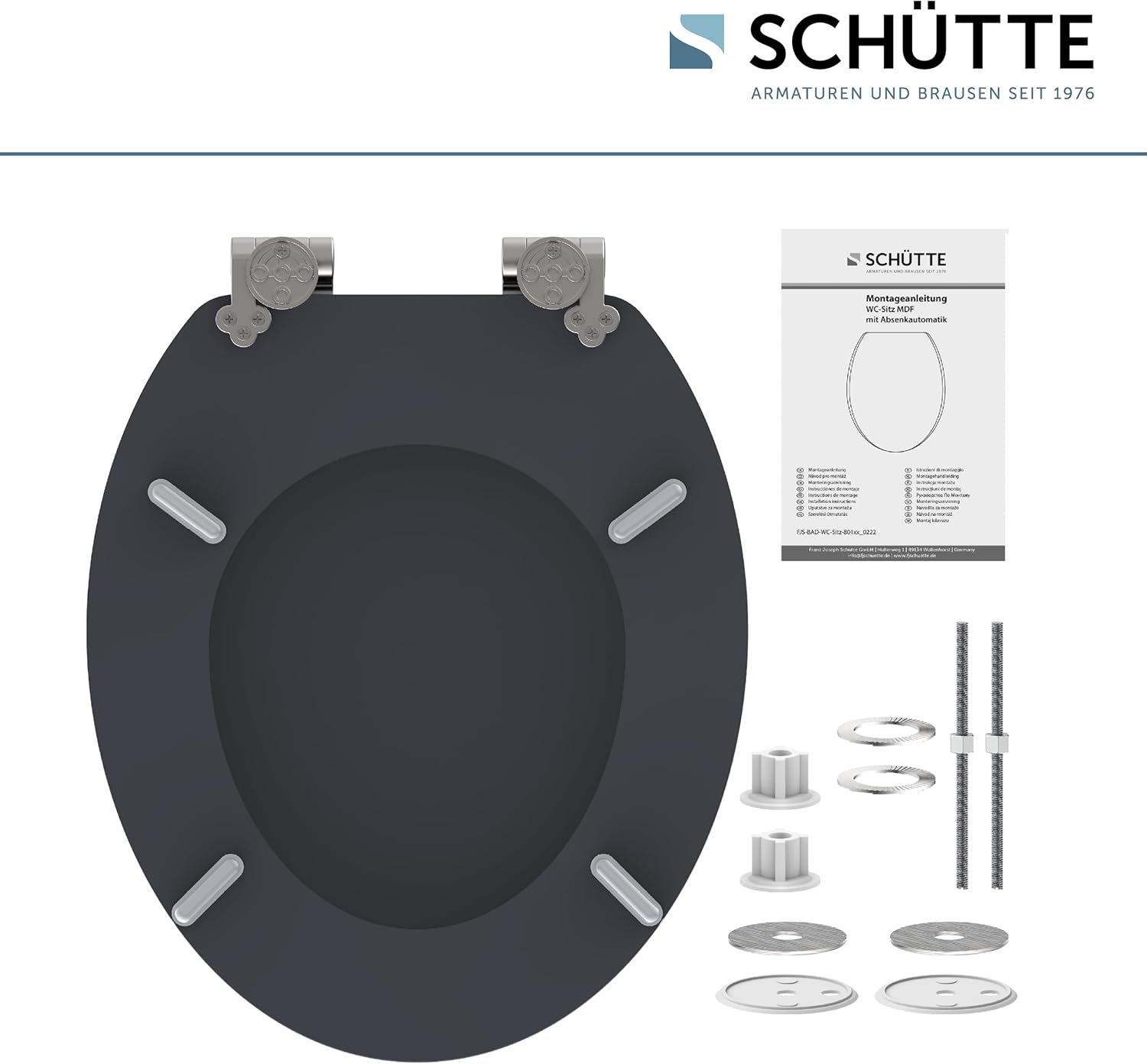 Thumbnail 5 de SCHÜTTE Abattant WC noir avec système d'abaissement automatique en bois — siège robuste et design élégant