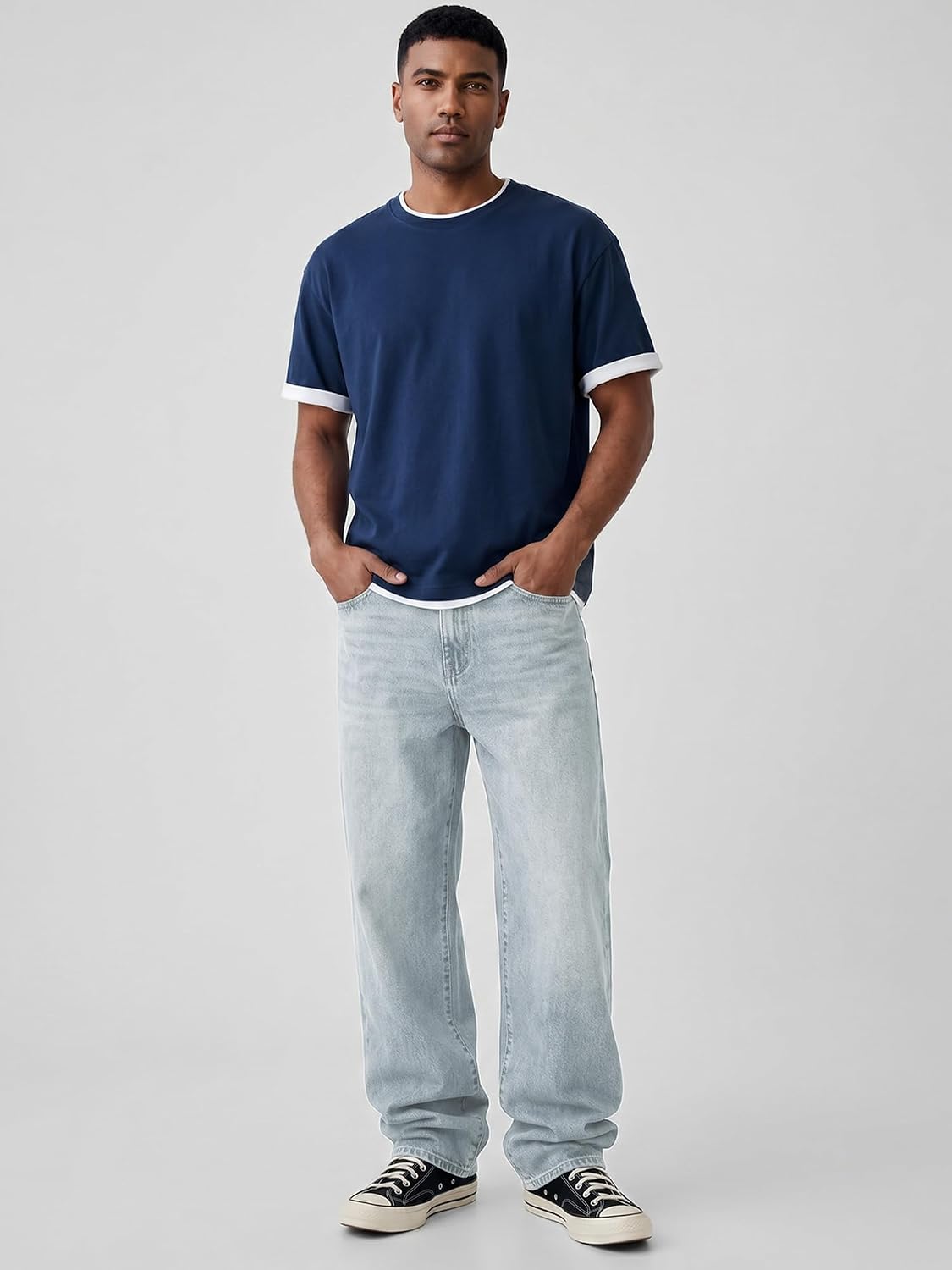 Detalle de JMIERR Mens Baggy Jeans Wide Leg Y2K Loose Fit Denim Pants