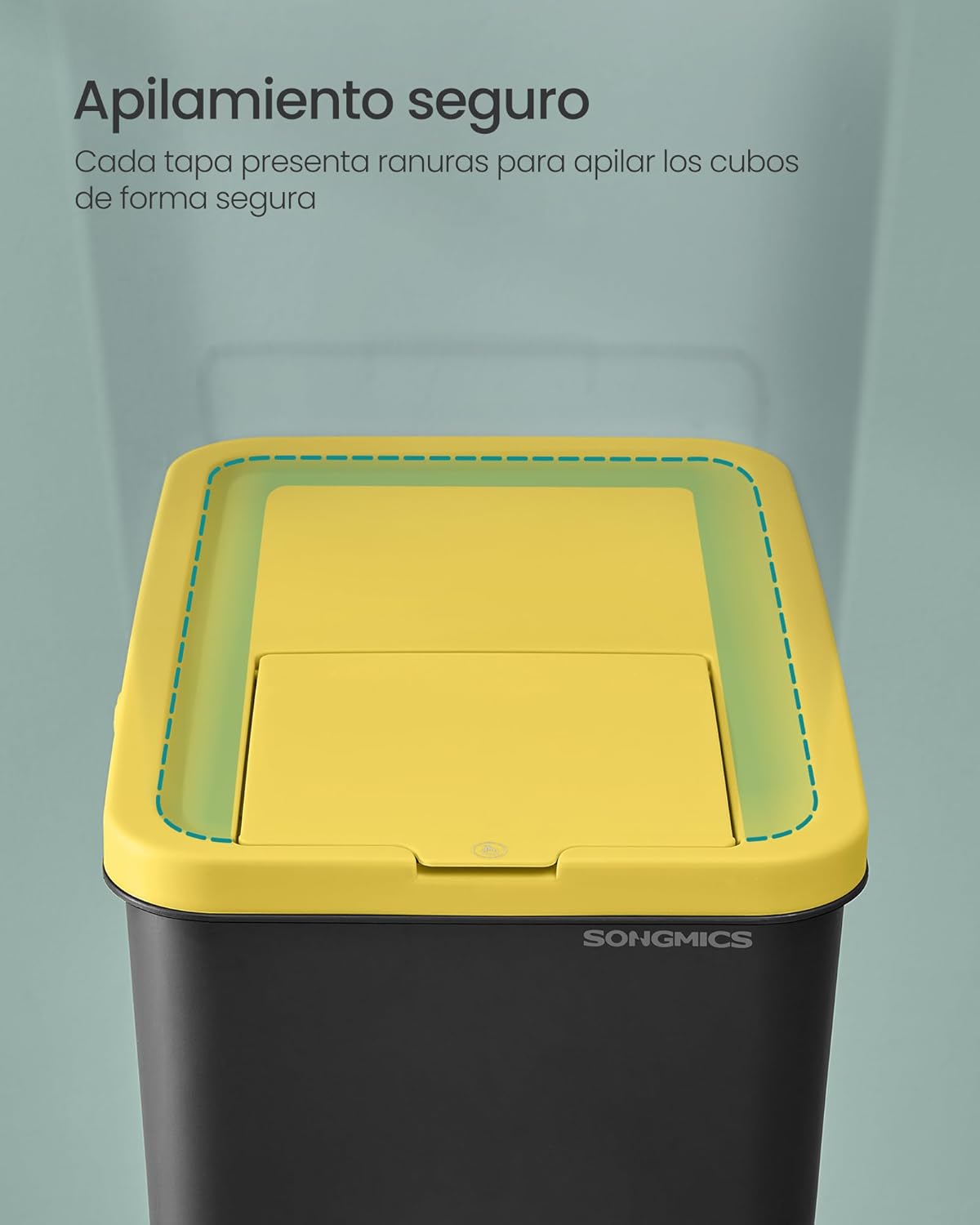 Thumbnail 5 de SONGMICS Cubo de Basura 4 Unidades 20 L apilables color amarillo azul marrón verde