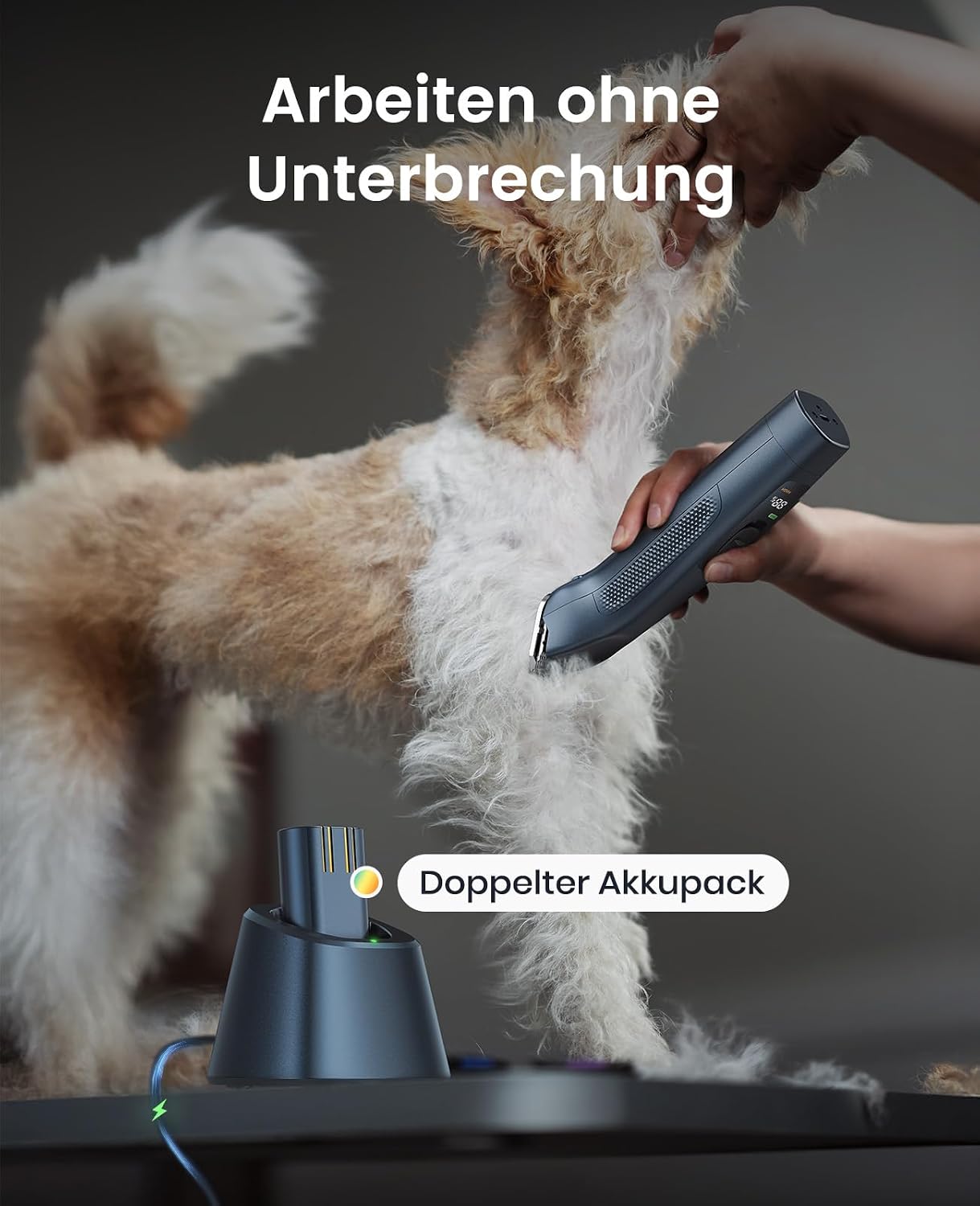 Thumbnail 2 de Oneisall Profi-Hundeschermaschine mit 2 Akkus (2-Gang), leise für dickes, langes und lockiges Fell