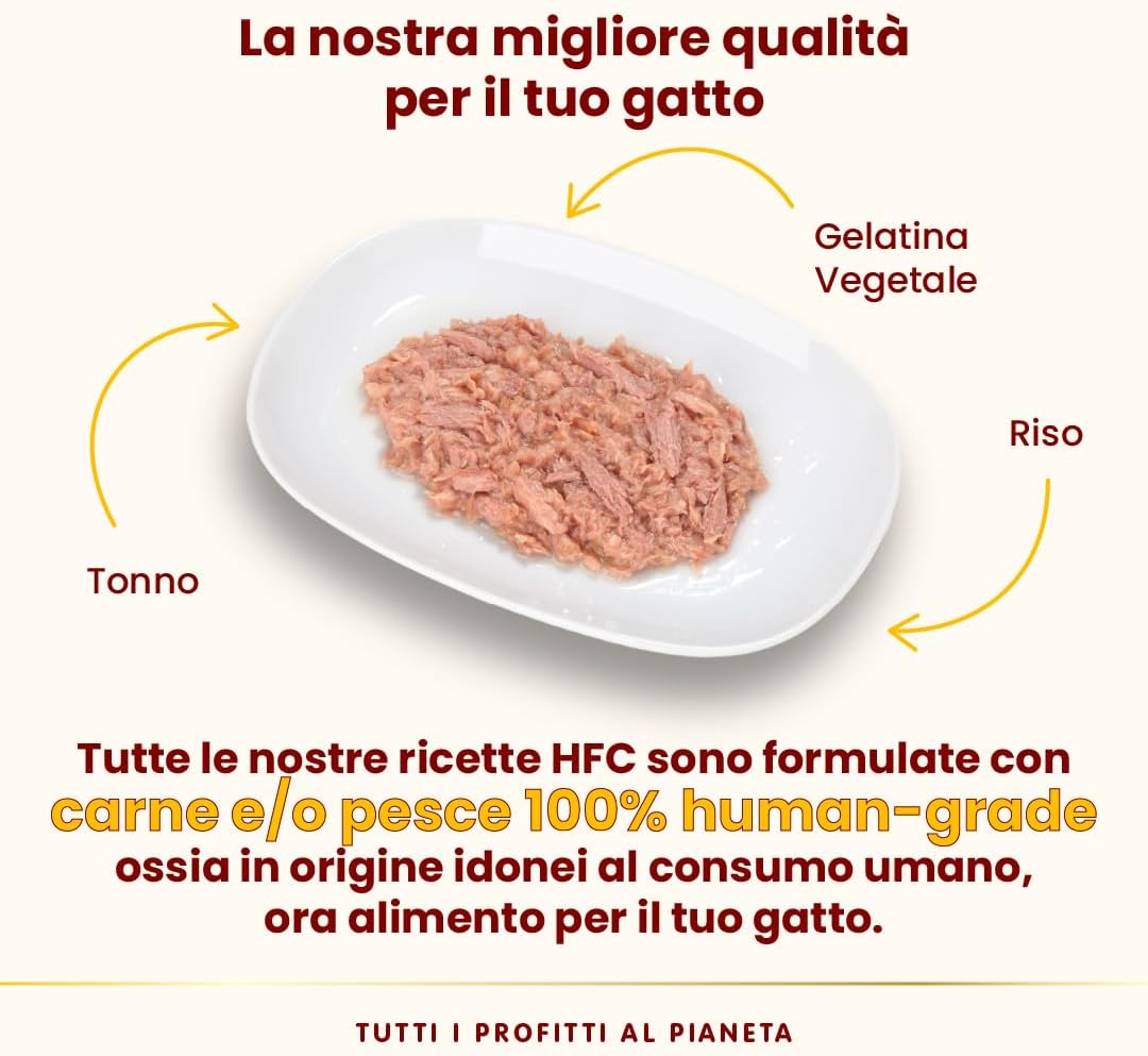 Detalle de Almo Nature HFC Jelly Tonno - Cibo umido monoproteico per gatti adulti, 55 g (confezione da 24), Human-Grade