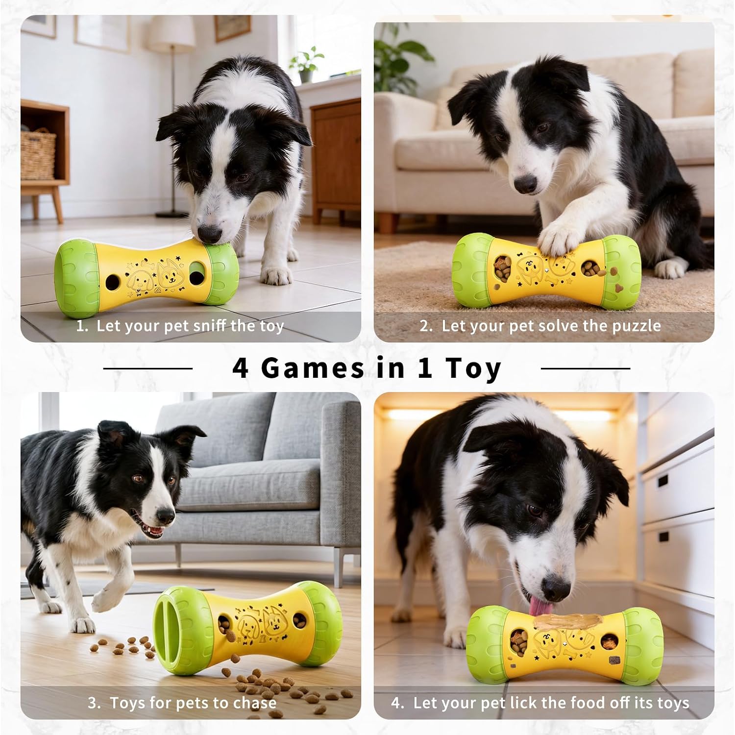 Thumbnail 5 de Interactive Dog Toys for Boredom: Treat Dispenser & Slow Feeder (Yellow) for Small/Medium Dogs