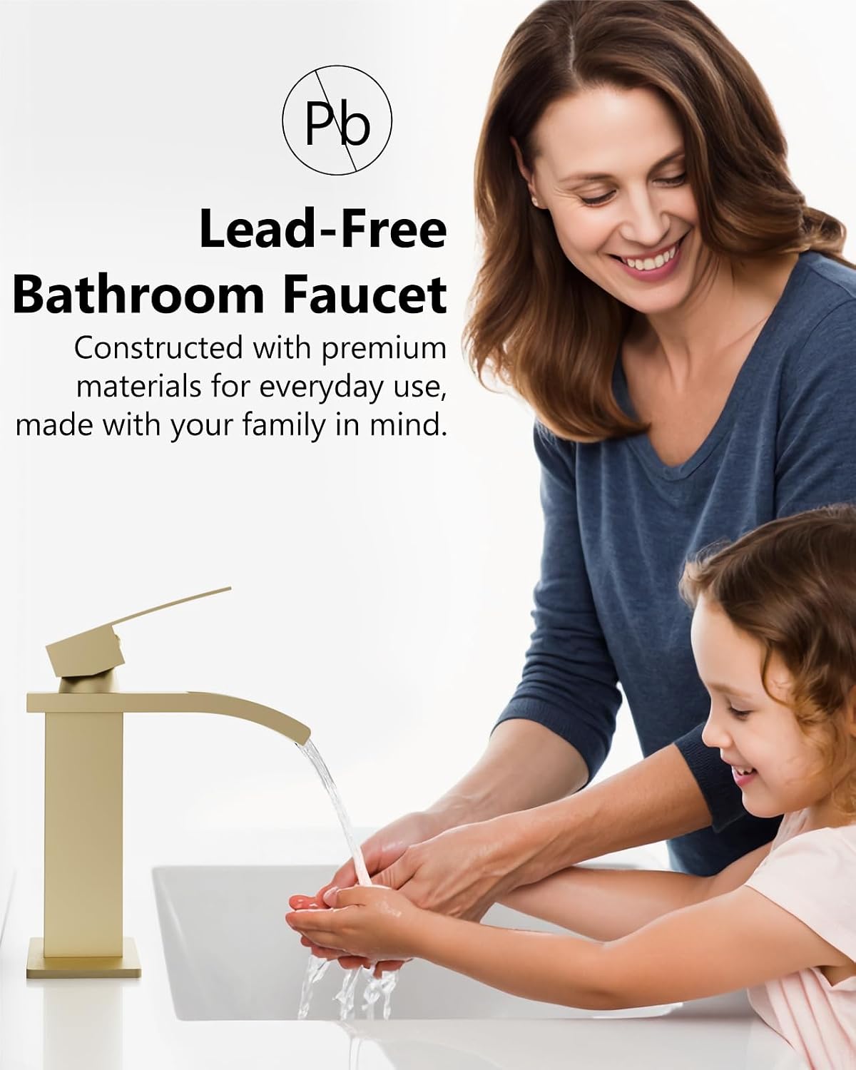 Detalle de GBBNE Waterfall Bathroom Faucet, Brushed Gold