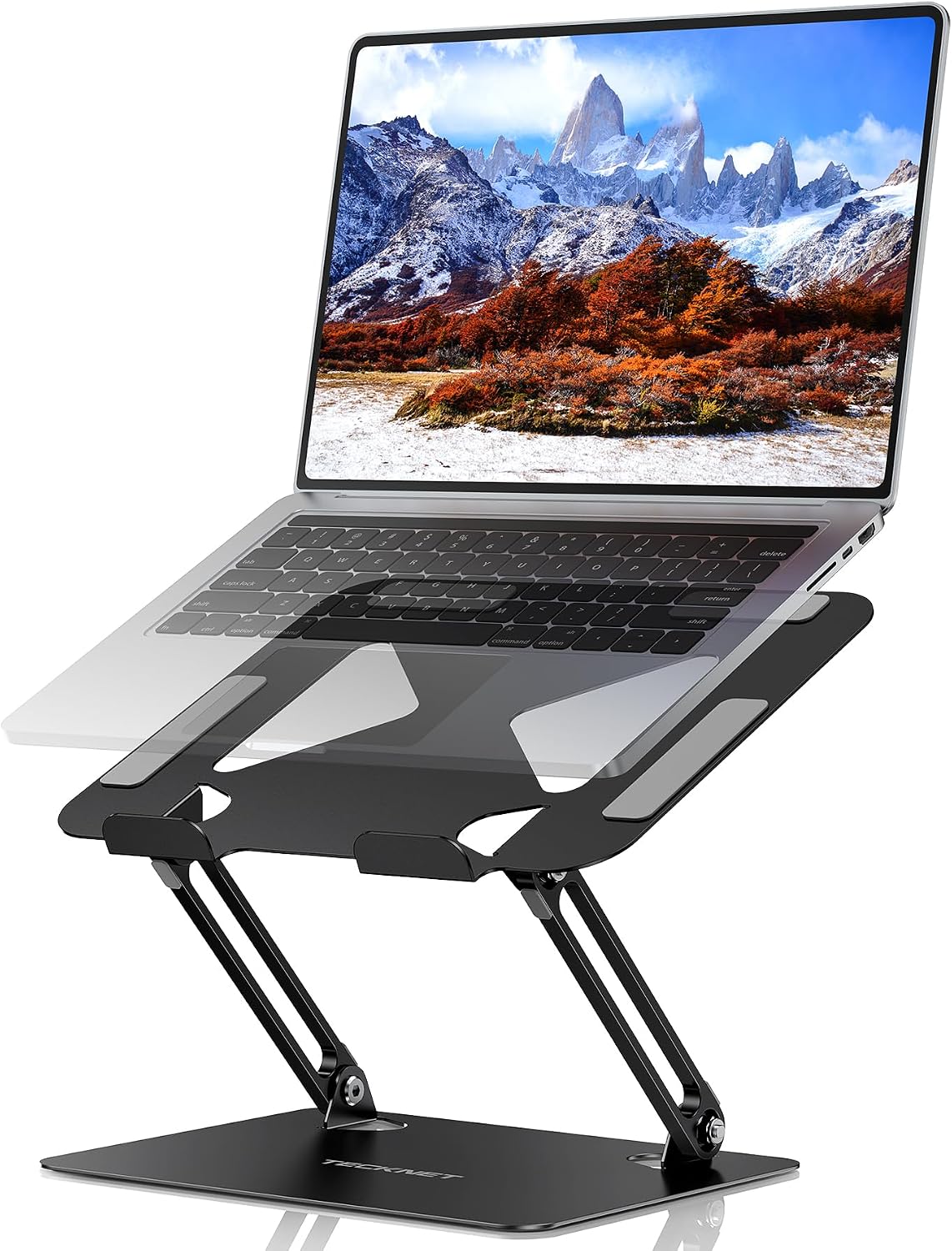 Detalle de TECKNET Laptop Stand for Desk: Adjustable Ergonomic Riser for 11–17.3 Inch Laptops