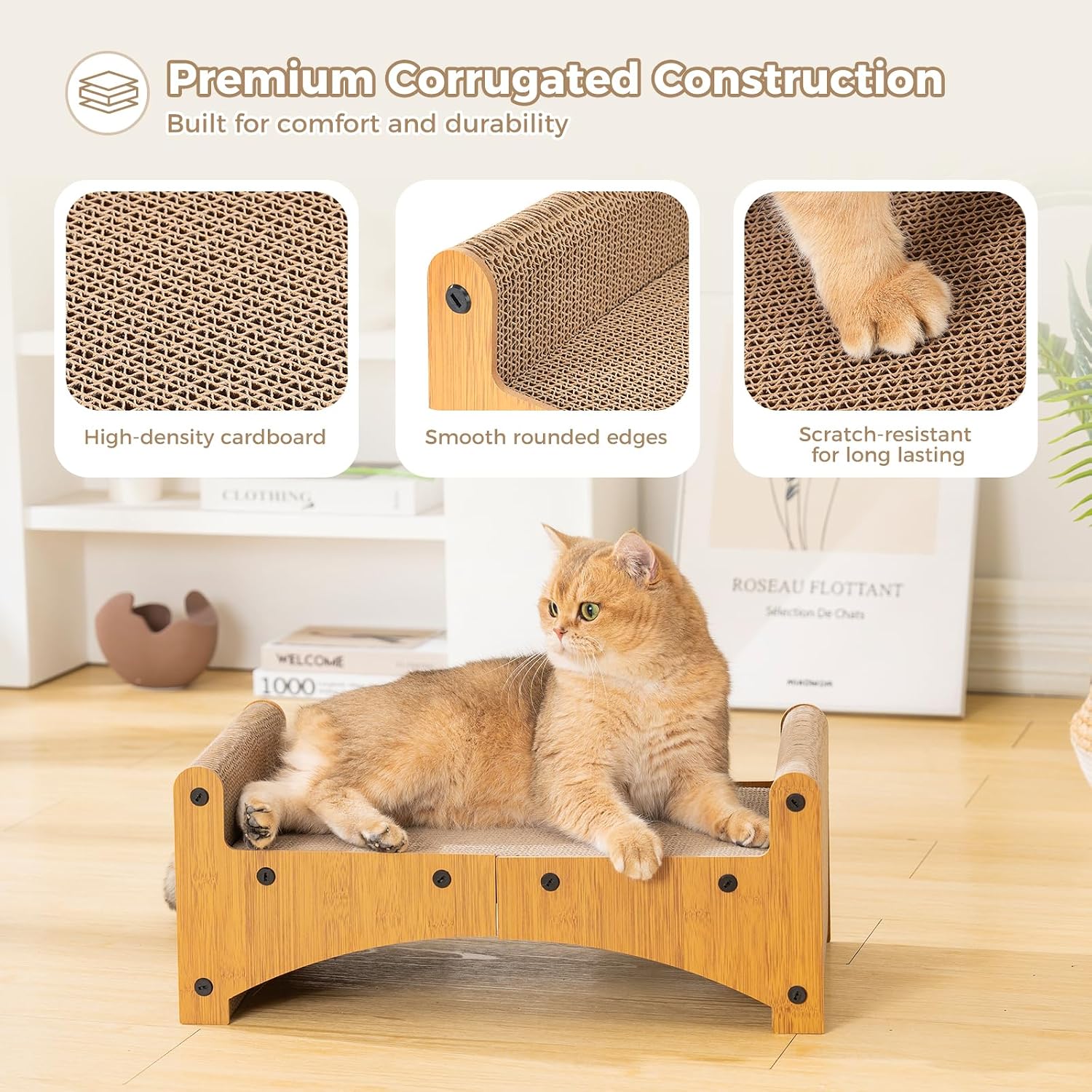 Detalle 2 de Avont Cat Scratcher Cardboard Lounge: 3-in-1 Reversible Bed for Indoor Cats