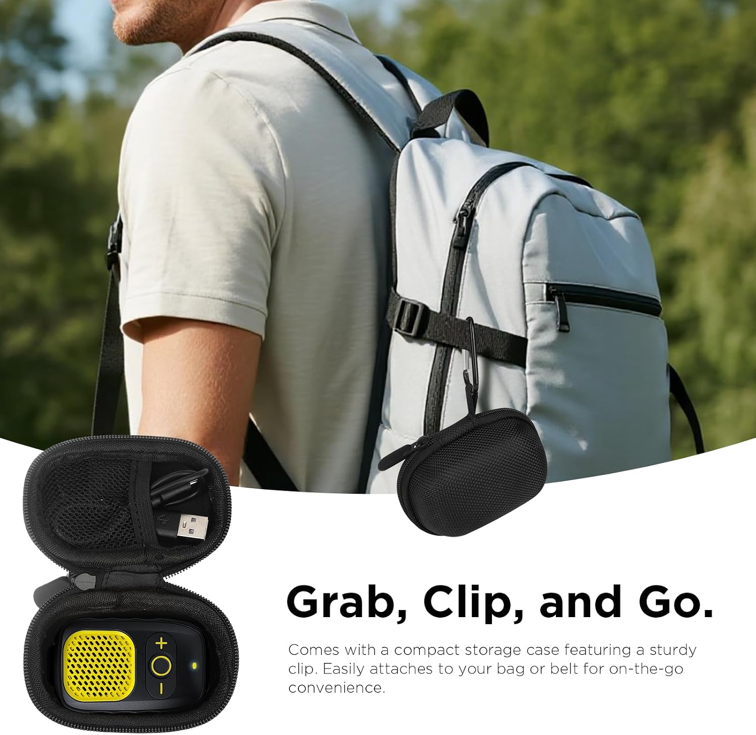 Detalle 2 de ShellHome SP-001 Wearable Bluetooth Speaker with Clip, Magnet and 30-Hour Battery