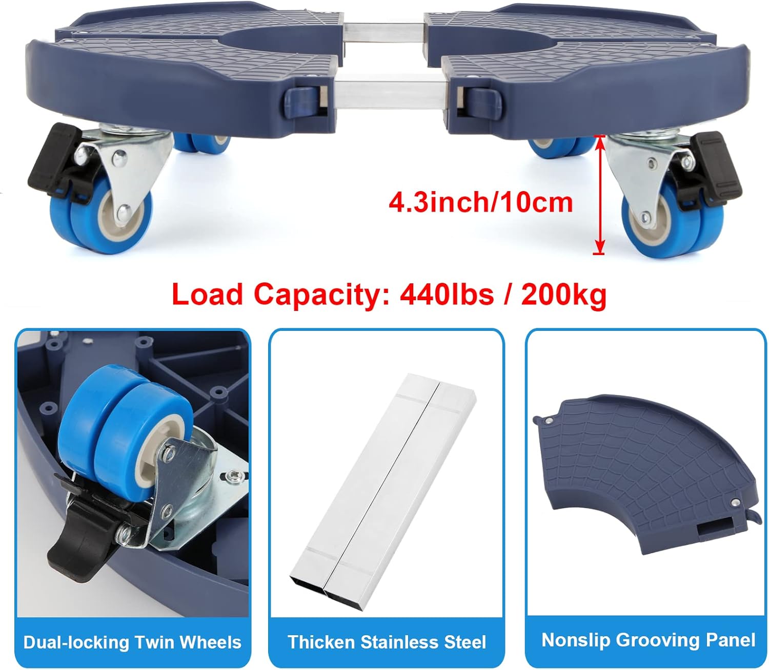 Thumbnail 5 de Sottovaso con Ruote 360° WEIBIDA: carrello portavasi regolabile 40–54 cm, capacità 200 kg