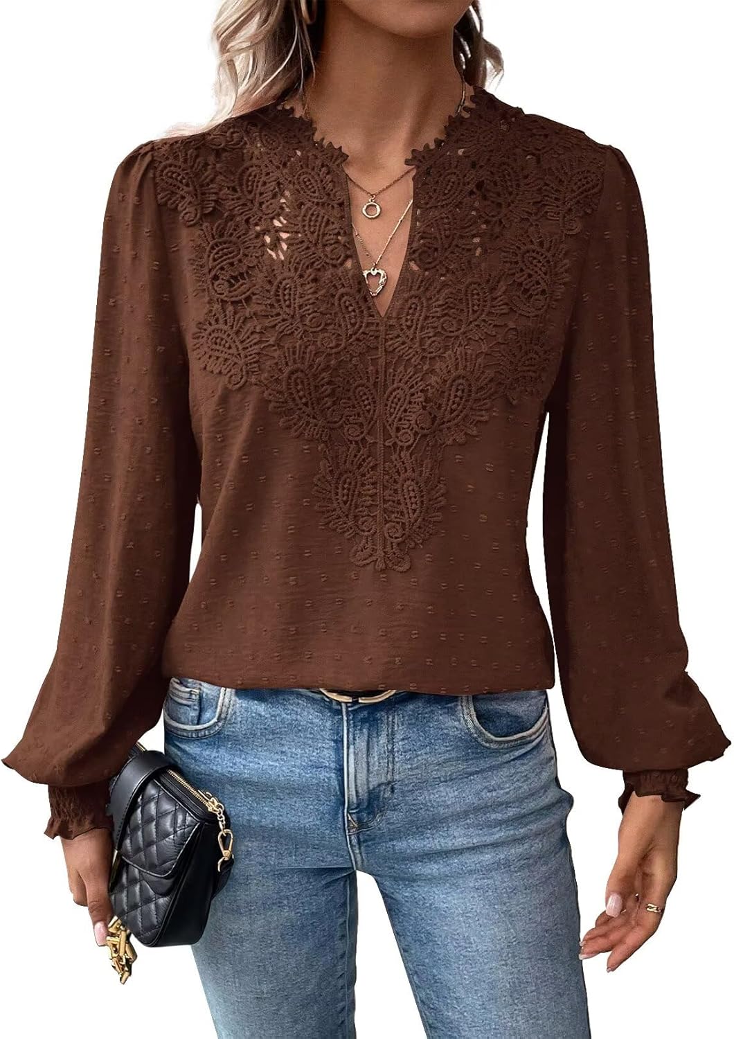 Thumbnail 6 de Womens Swiss Dot Boho V Neck Blouse 2026 🎀