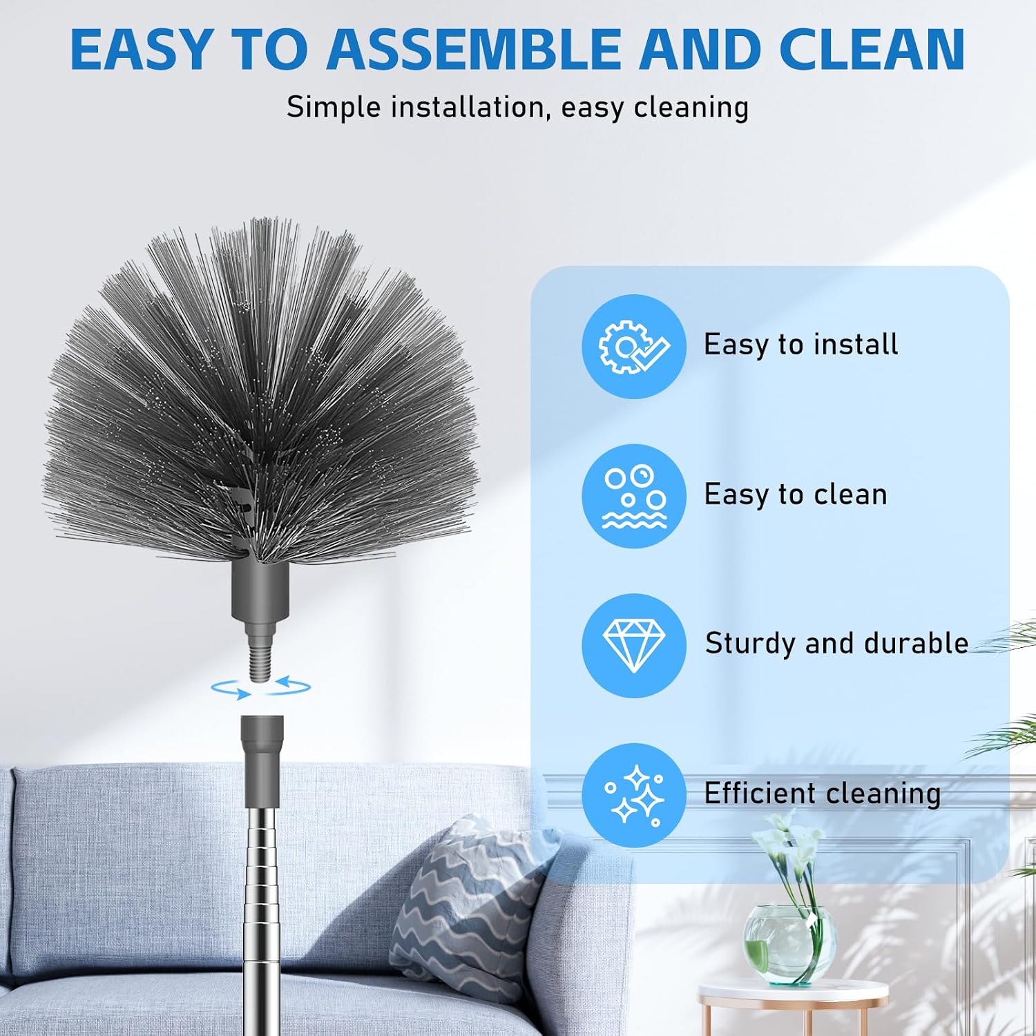 Detalle 2 de SetSail k027 Cobweb Duster with 90-Inch Extendable Pole and PET Bristles