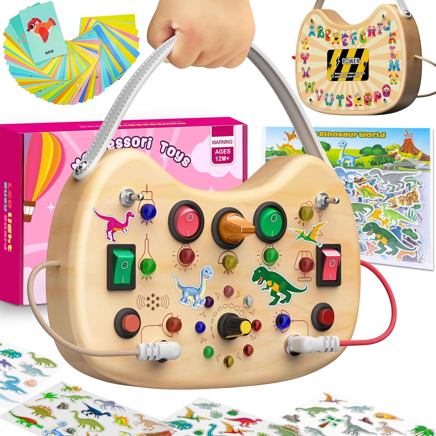 Thumbnail 6 de Flycoost Busy Board with LED Light Switches — Montessori-Inspired Wooden Sensory Toy for 1–3 Year Olds