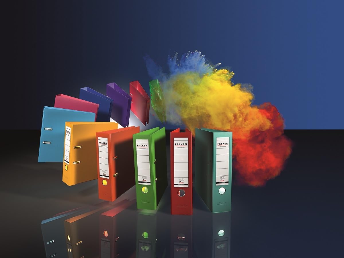 Thumbnail 6 de Falken Lot de 25 classeurs en plastique PP Color, A4, 5 cm, blanc – vegan et FSC, fabriqué en Allemagne