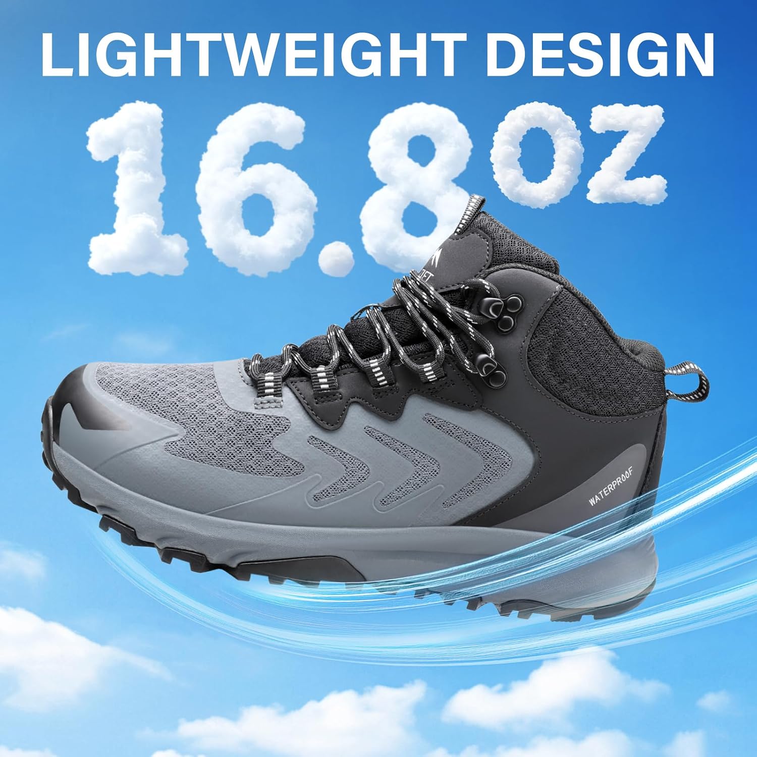 Detalle de OUTJET Men's Waterproof Hiking Boots: Lightweight, Breathable, and Rugged for Outdoor Trails