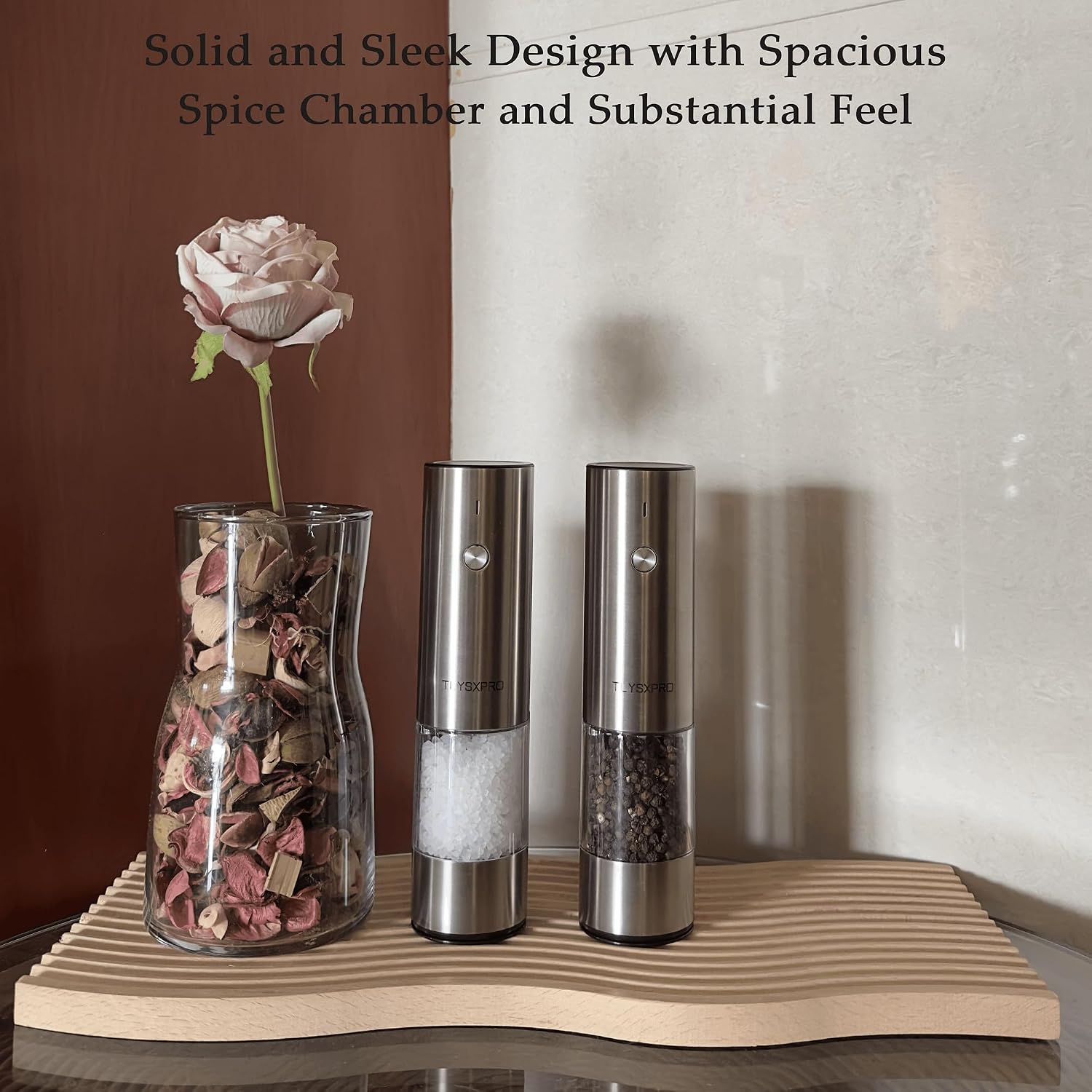 Thumbnail 6 de Electric Salt and Pepper Grinder Set (2 Pack) – USB Rechargeable, Stainless Steel, Adjustable Coarseness with LED Light