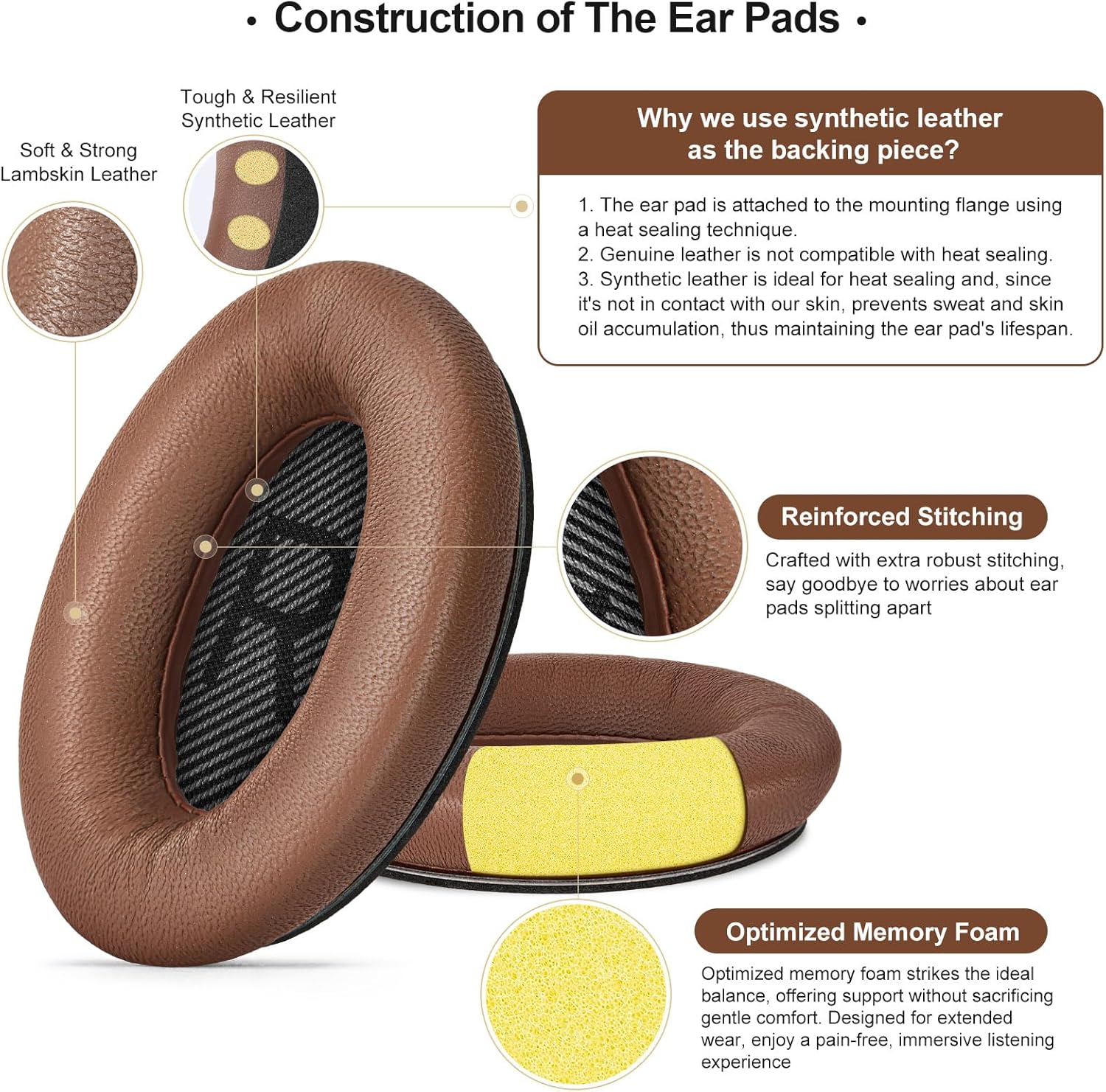 Thumbnail 3 de Aurivor : coussinets de remplacement en cuir d’agneau pour casques Bose QuietComfort et SoundLink