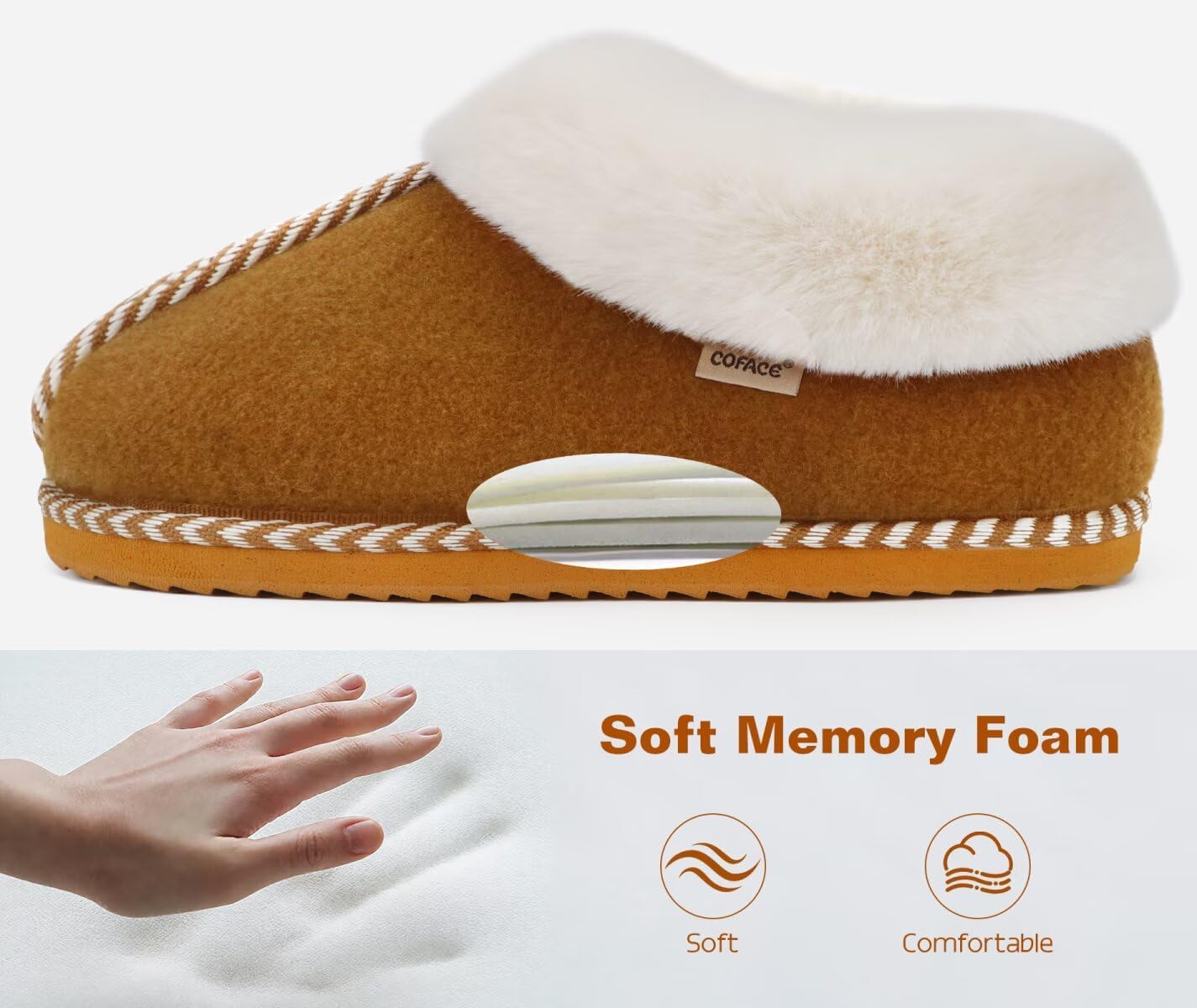Detalle de COFACE Women Slippers: Fuzzy Cloud Memory Foam Bootie for Indoor and Outdoor Use (Size 5–9)