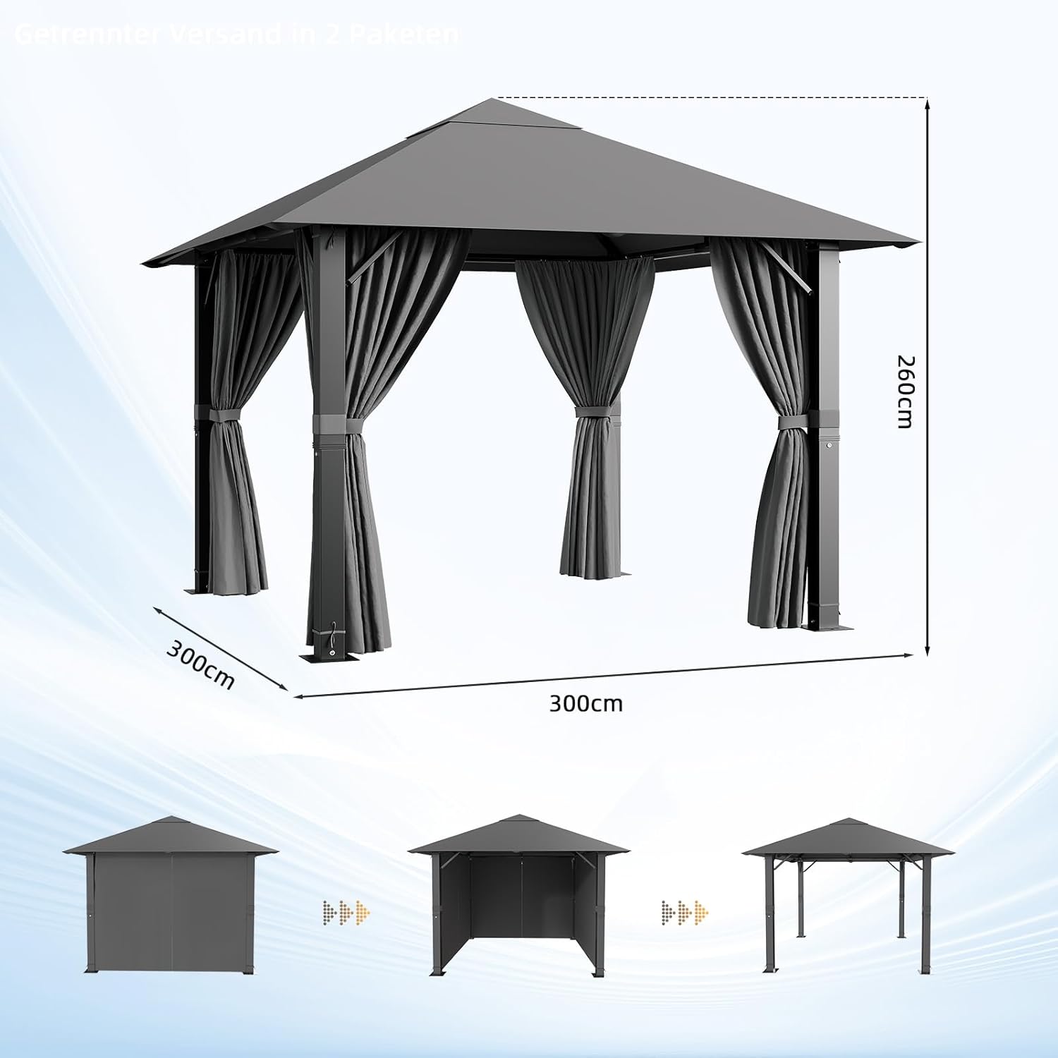 Detalle de TRIUMPHKEY Pavillon 3x3: Wetterfest, stabil und einfach zu montieren
