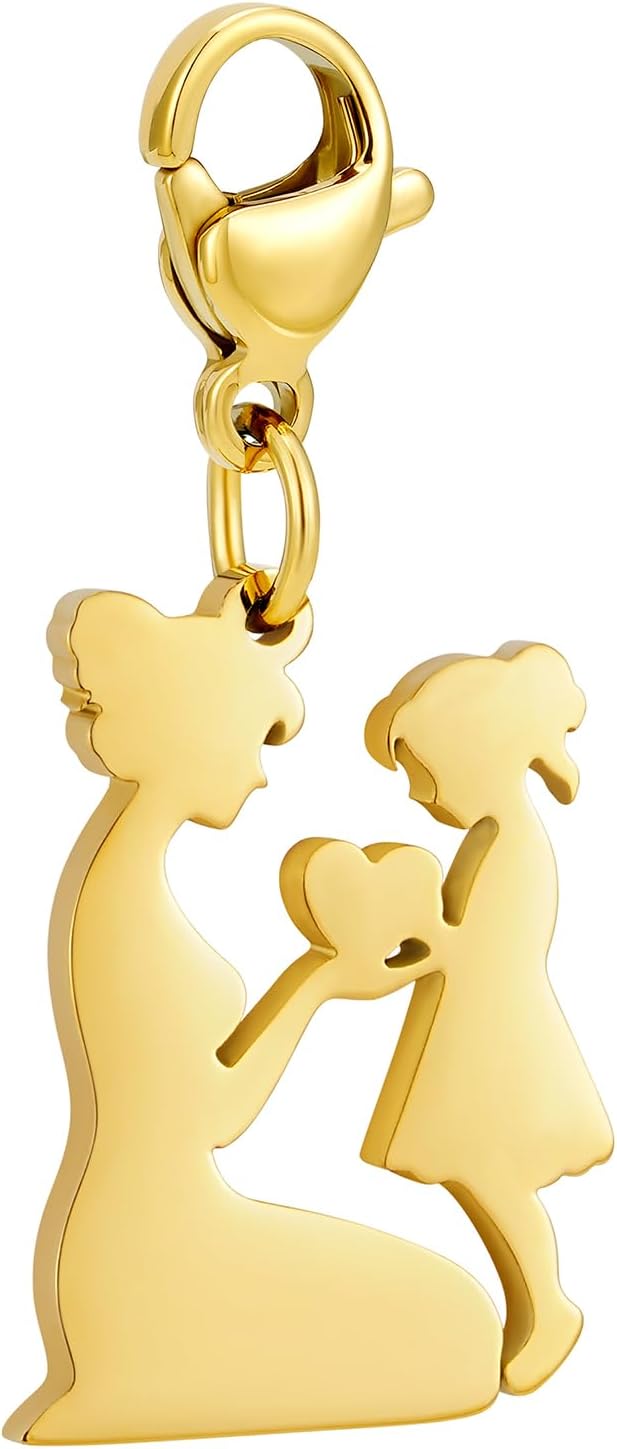 Detalle de Charms pendentif en acier 316L avec fermoir mousqueton – Pendentif pour collier ou bracelet, or 18K ou argent