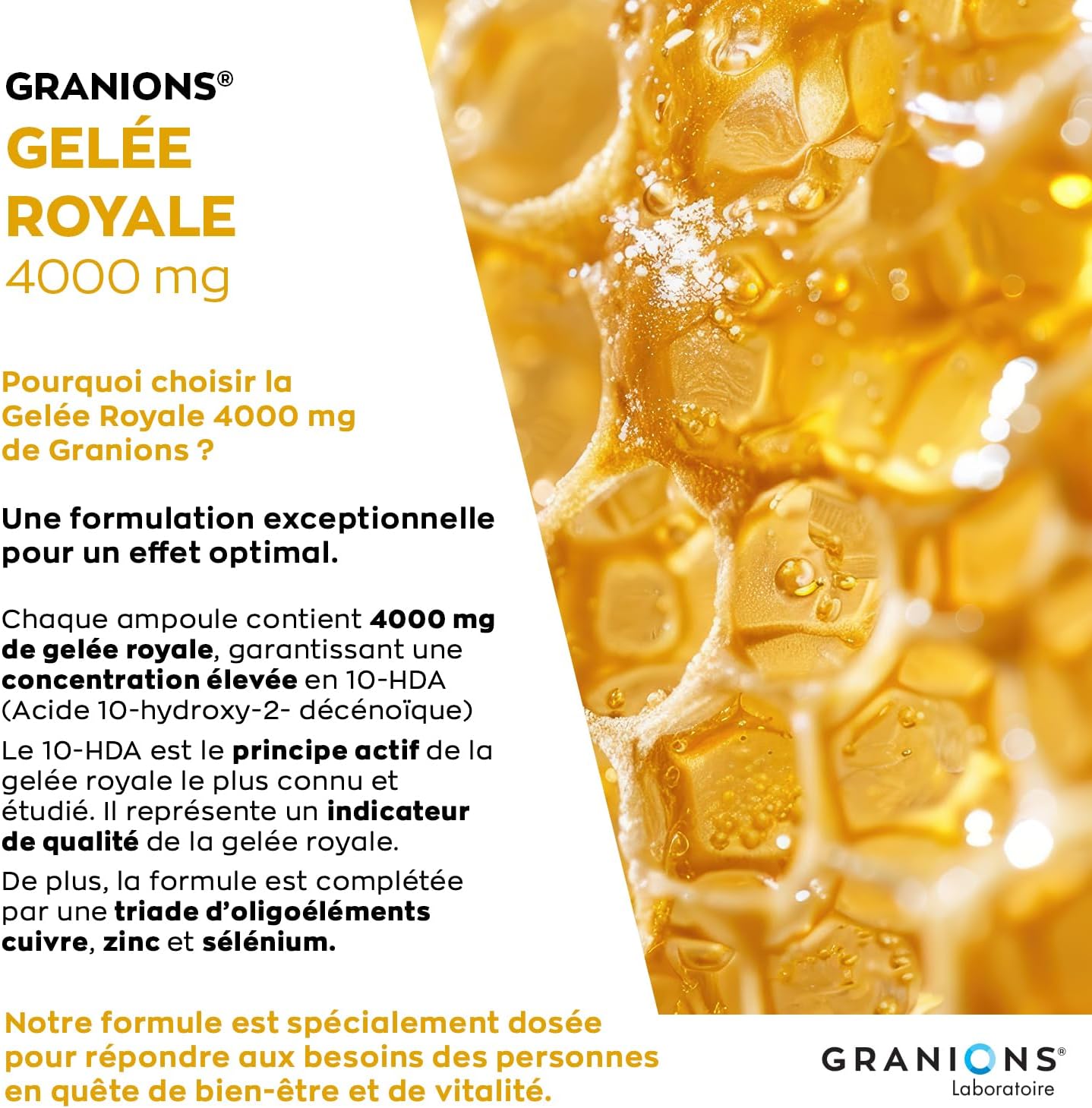 Detalle 2 de GRANIONS Gelee Royale 4000 mg – 10 ampoules 🩺