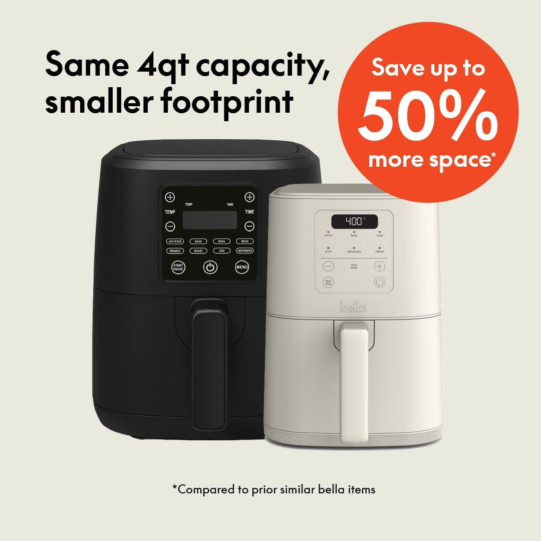 Detalle de bella Fits-anywhere Slim Air Fryer, 4qt Ceramic (Oatmilk) by BELLA
