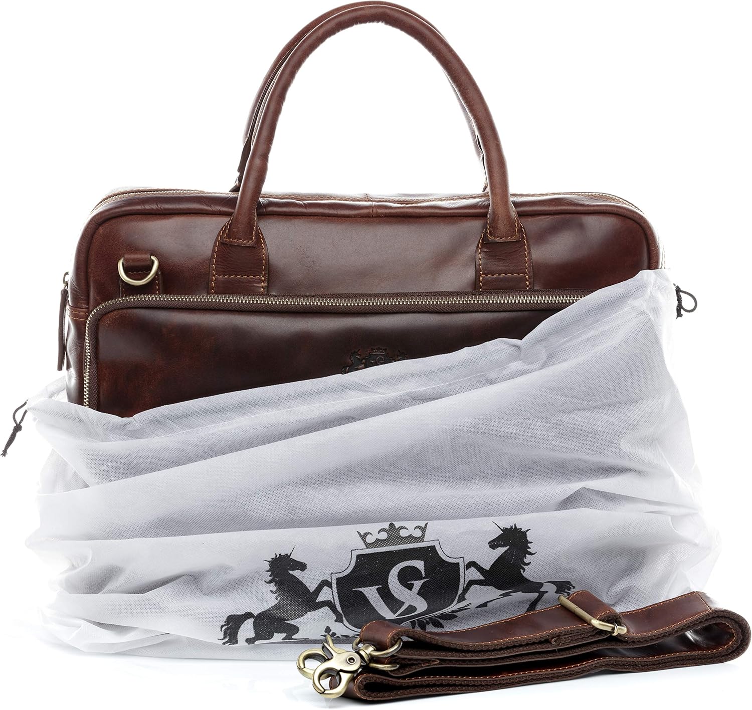 Thumbnail 4 de SID & VAIN Ryan XL Leather Laptop Bag: Real Leather Briefcase for Everyday Work