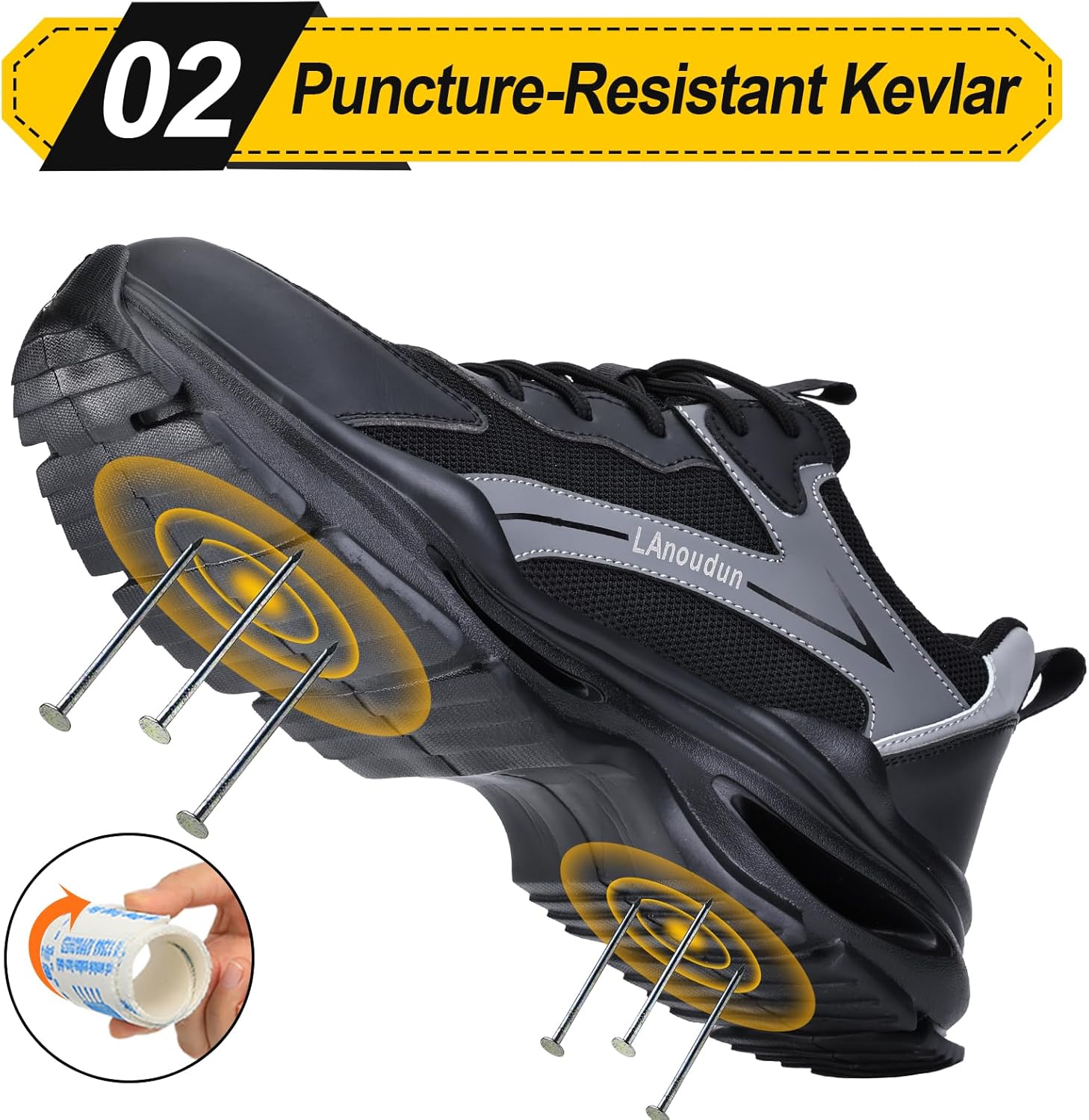 Detalle de LAoutun Safety Trainers Men Steel Toe Cap Trainer – Lightweight, Puncture-Resistant Work Shoes