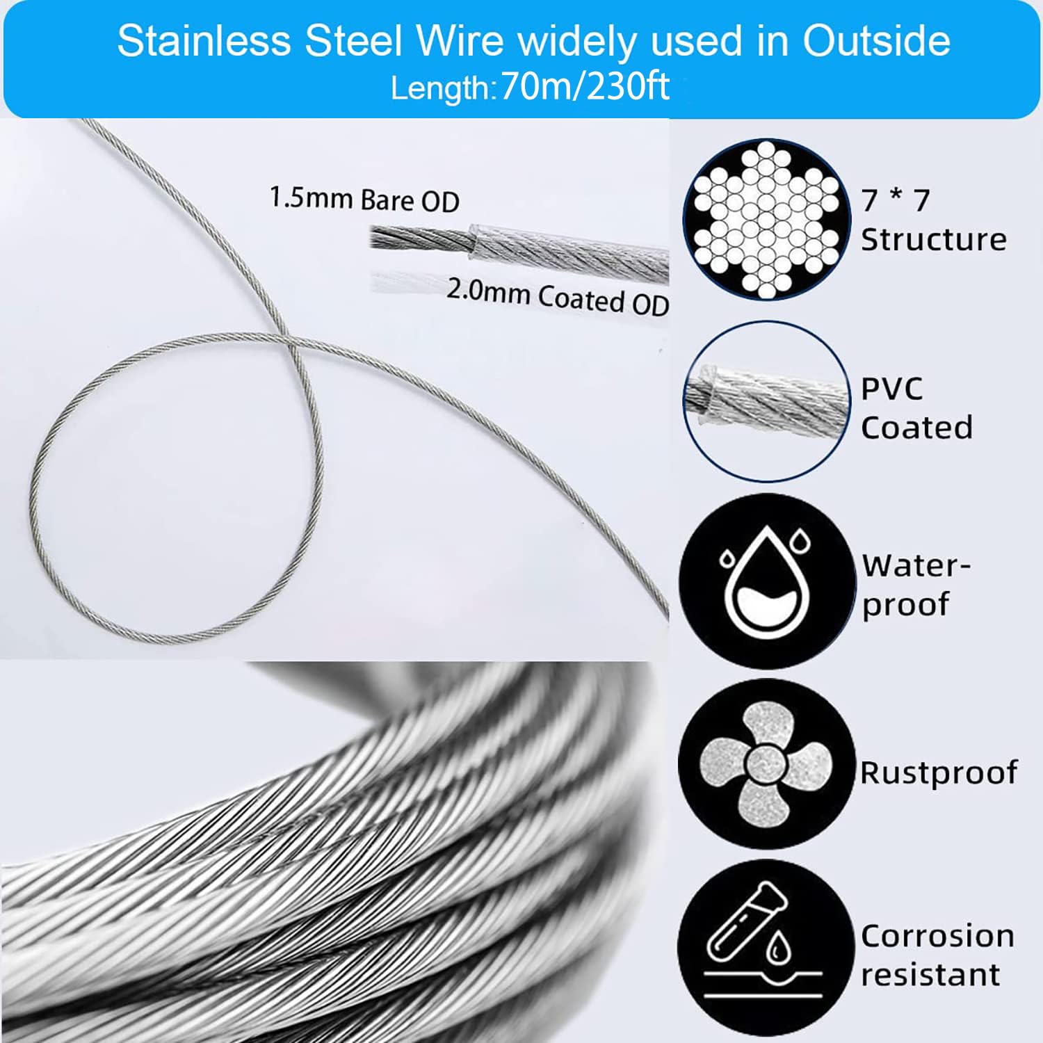 Thumbnail 3 de AMLOOPH 70m Garden Wire for Climbing Plants