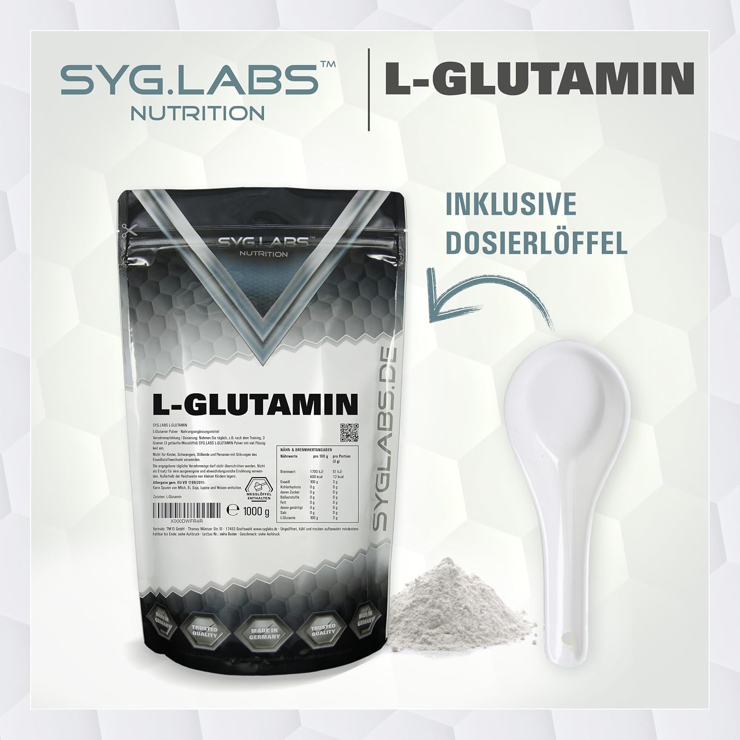 Detalle de L-Glutamin Pulver 100% rein 1000 g Glutamin đź’Š