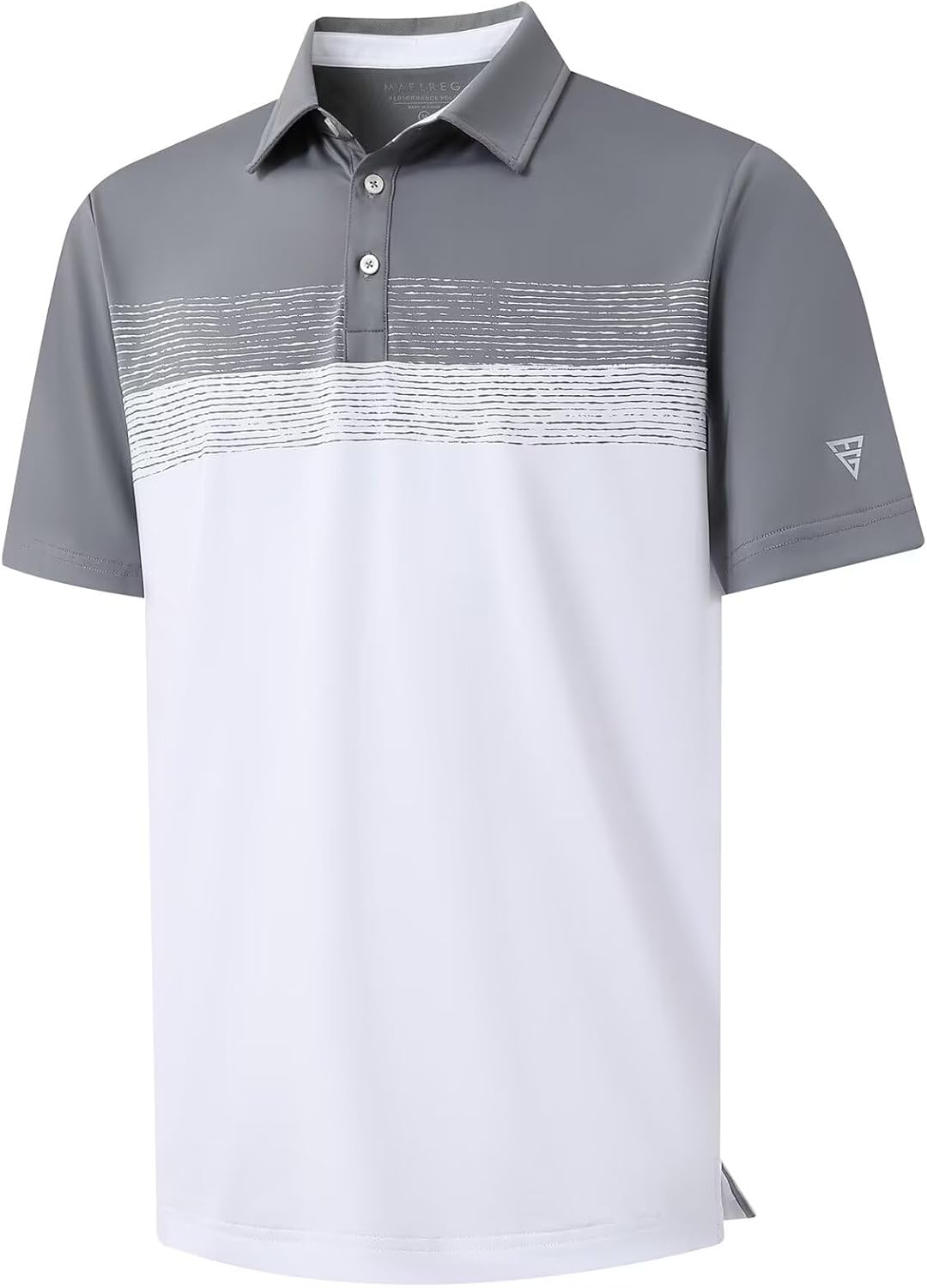 Detalle de M MAELREG Golf Shirts for Men Dry Fit Performance Chest Print Color Block Polo