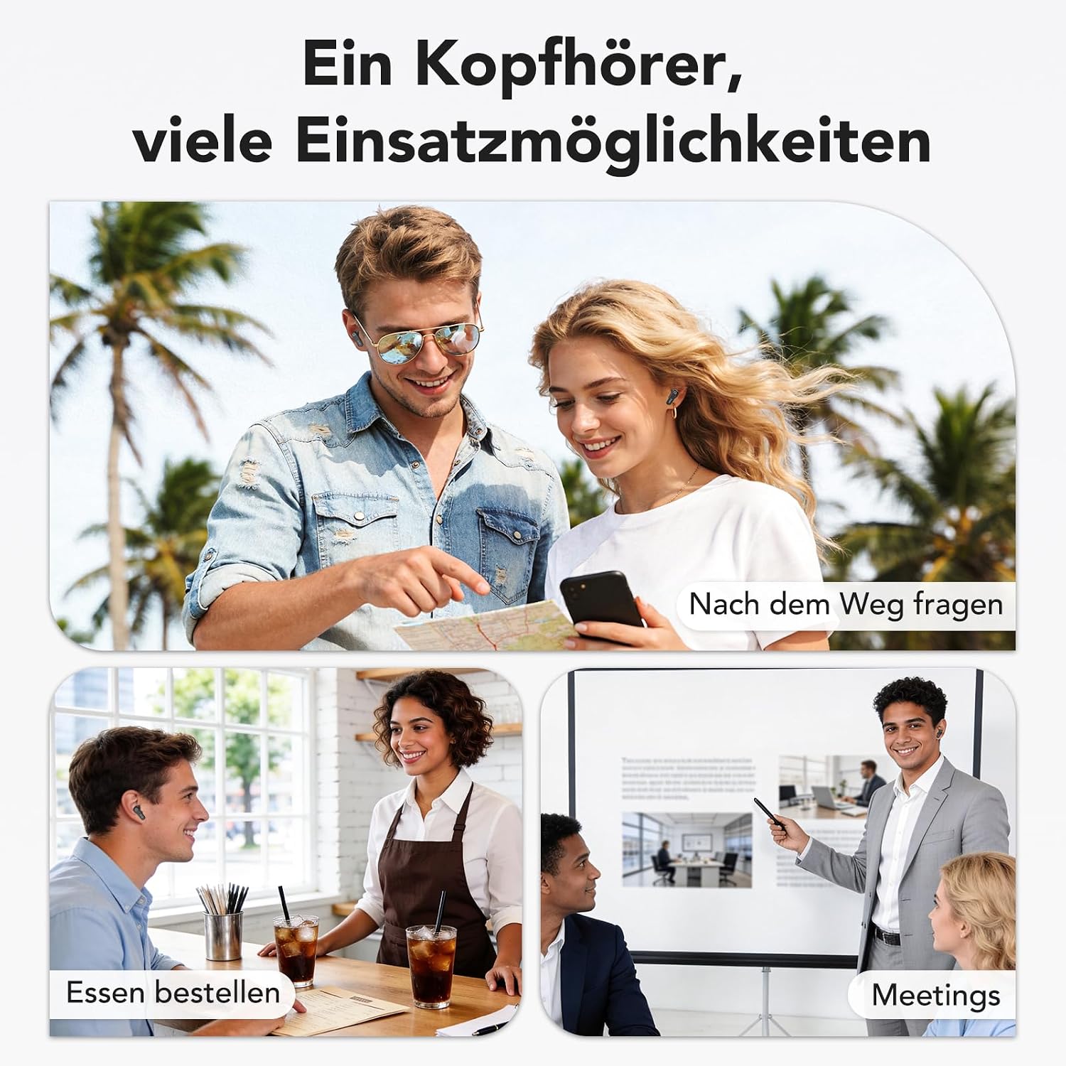 Detalle 2 de N02 KI Übersetzer Kopfhörer – 4-in-1 mit Echtzeitübersetzung und KI-Assistent