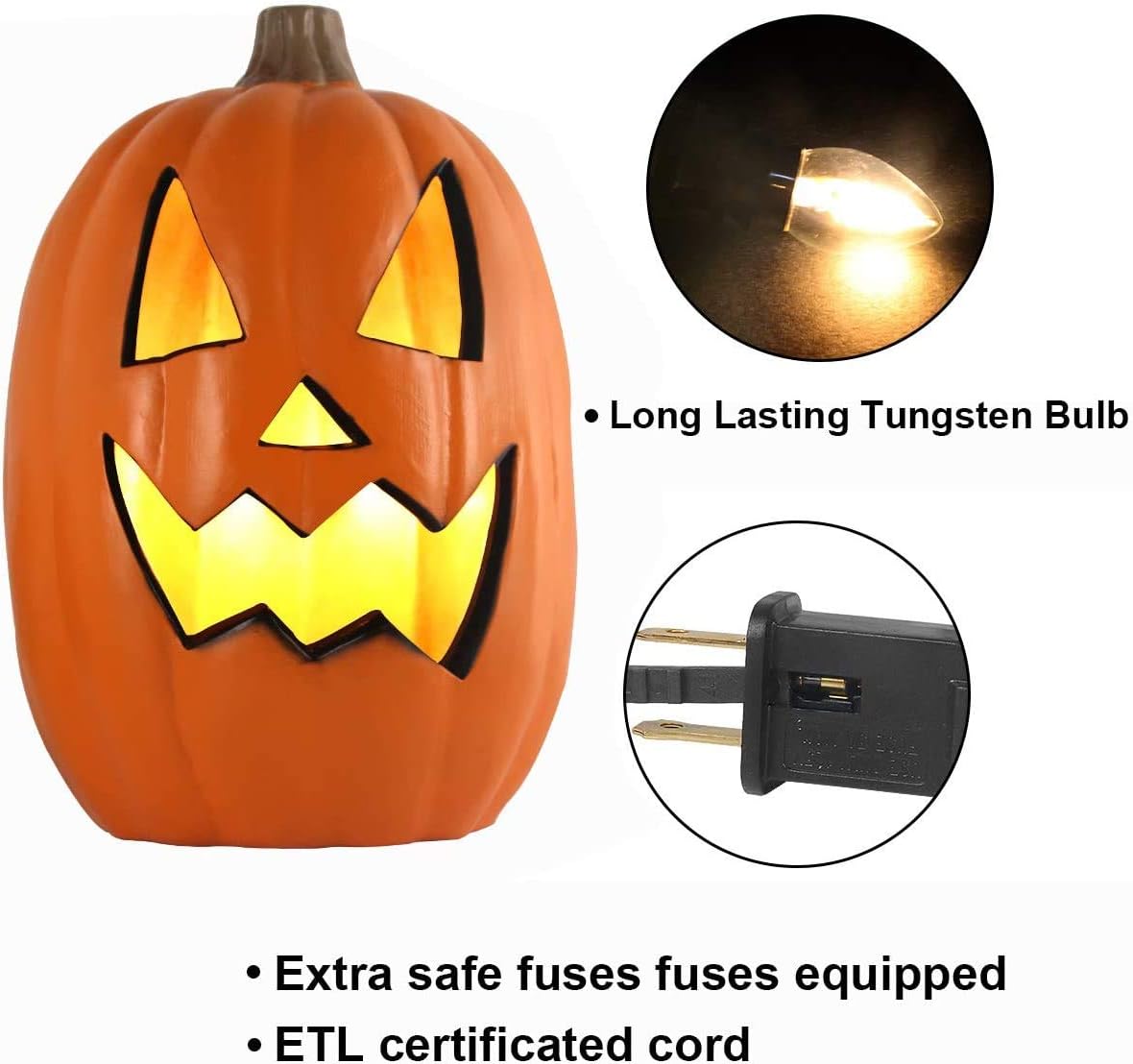 Detalle 2 de DUNCHATY PK-HG 16-Inch Halloween Pumpkin Lantern with Warm White LED