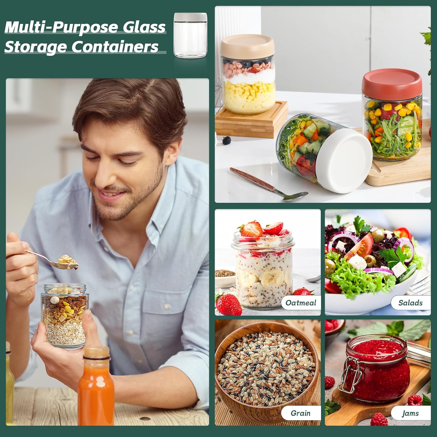 Thumbnail 4 de Overnight Oats Jar 500ml glass set of 4