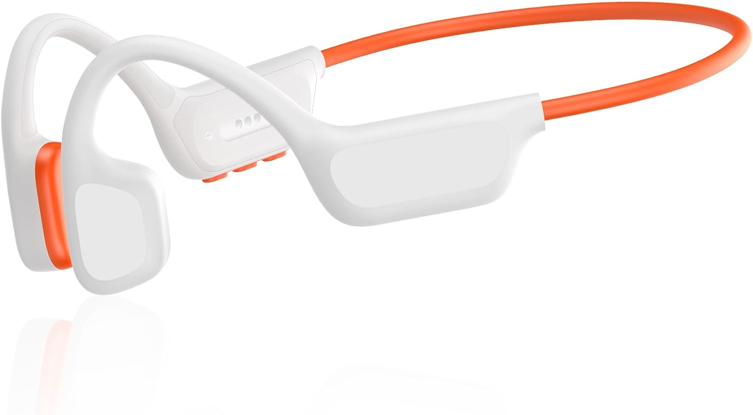 Detalle de ZOVIMAX Bone Conduction Headphones (X7 MAX) with Bluetooth 6.0 and MP3 mode, IPX8 waterproof swimming earbuds (White-orange)