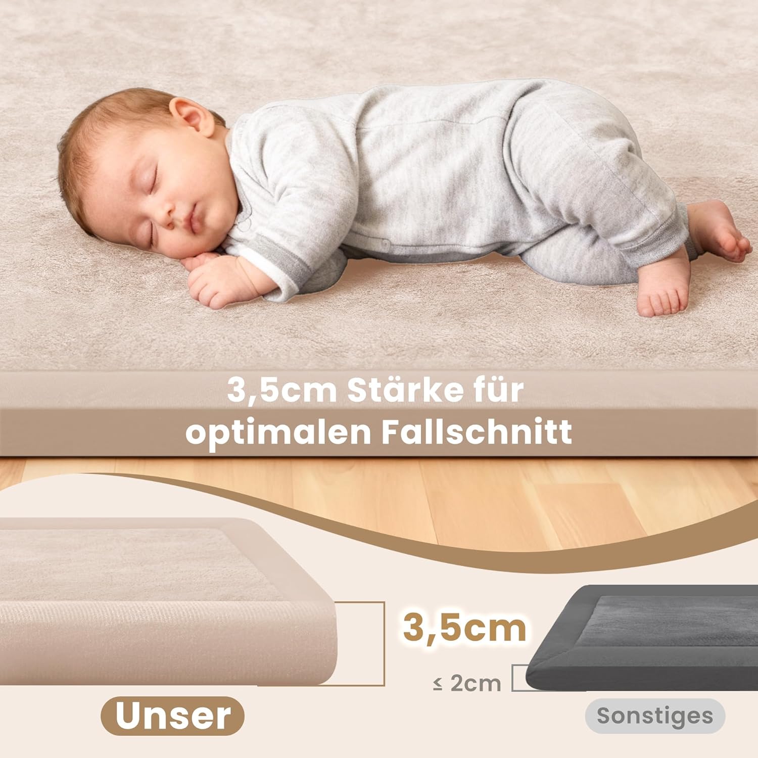 Thumbnail 2 de ACOMOPACK Baby Krabbelmatte 150x200x3,5 cm – große Spielmatte mit Schaumfüllung & rutschfester Unterseite