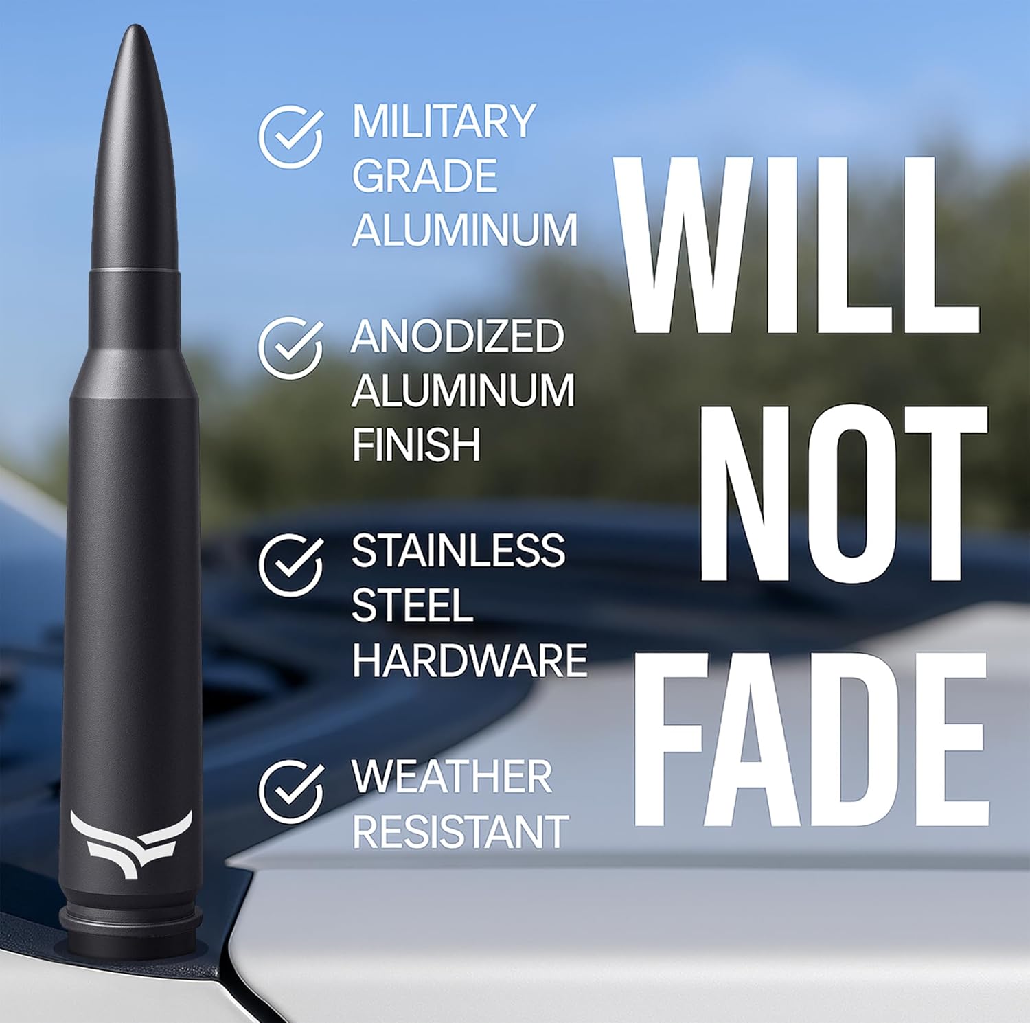 Thumbnail 1 de EcoAuto 50 Cal Bullet Antenna for Ford F150
