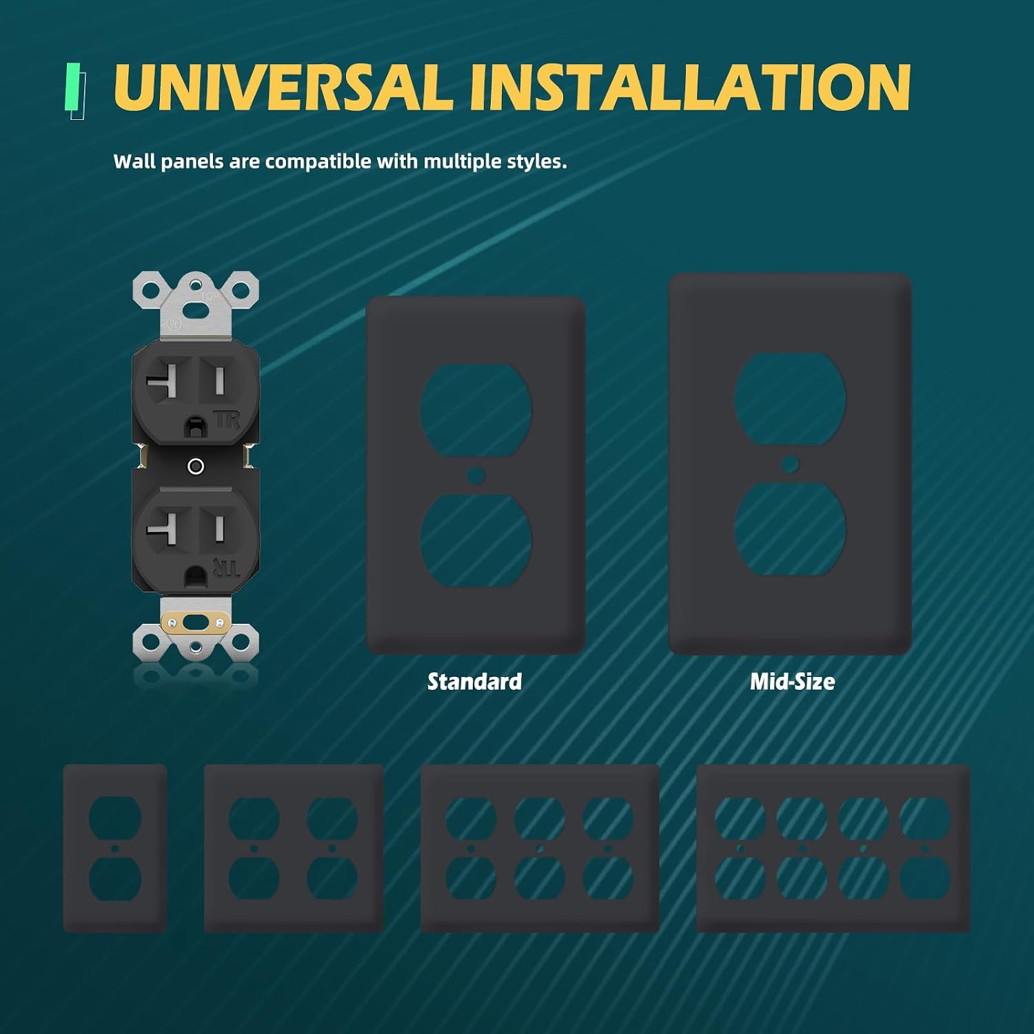 Detalle de TOPELER YSR020-BK 20-Pack 20A Black Tamper-Resistant Outlets