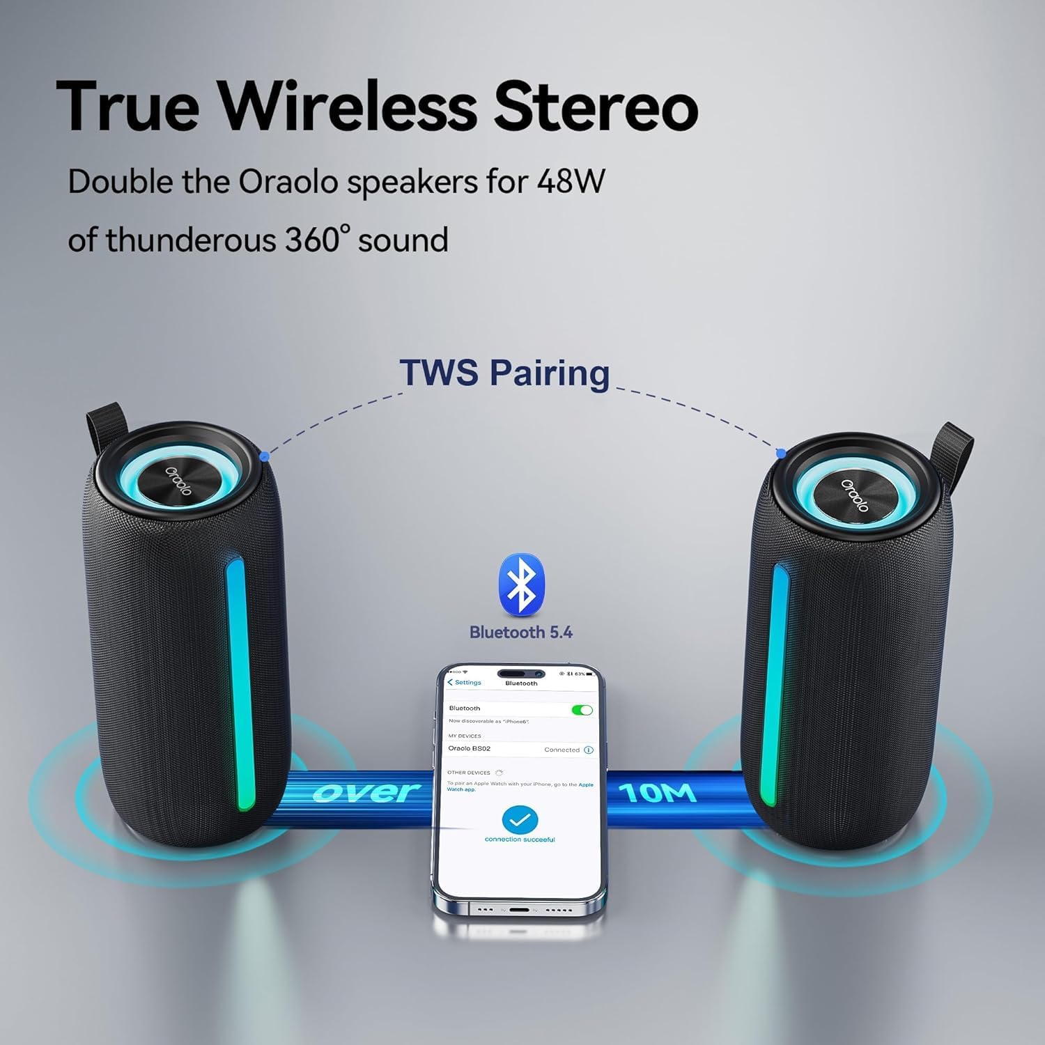 Thumbnail 5 de Oraolo 24W Bluetooth Speaker with RGB Party Lights, Bluetooth 5.4 and IPX6